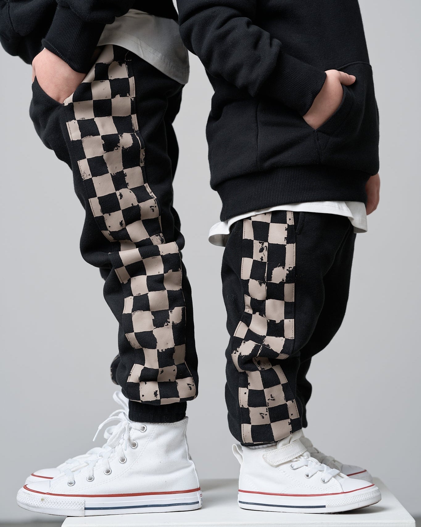 Check Stripe Elevated Sweatpant - Black - Little Bipsy