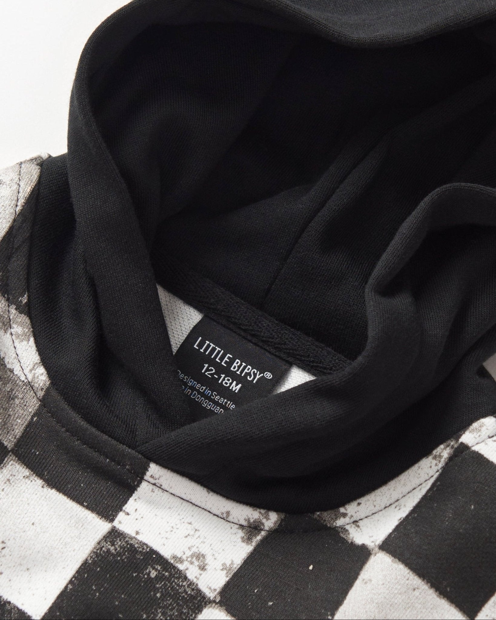 Checkered Hoodie - Black - Little Bipsy