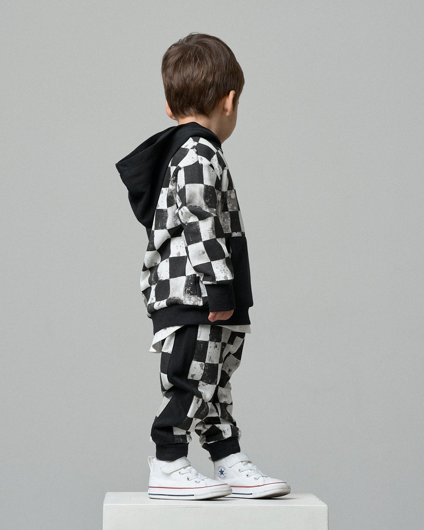 Checkered Hoodie - Black - Little Bipsy