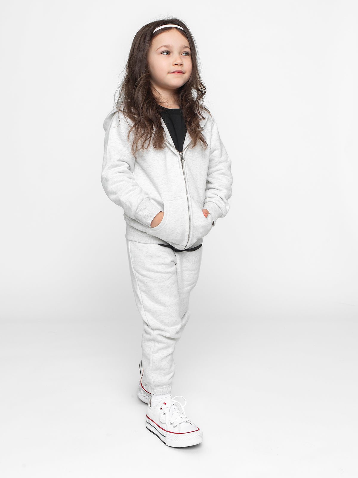 Classic Zip Hoodie - Light Heather Grey - Little Bipsy