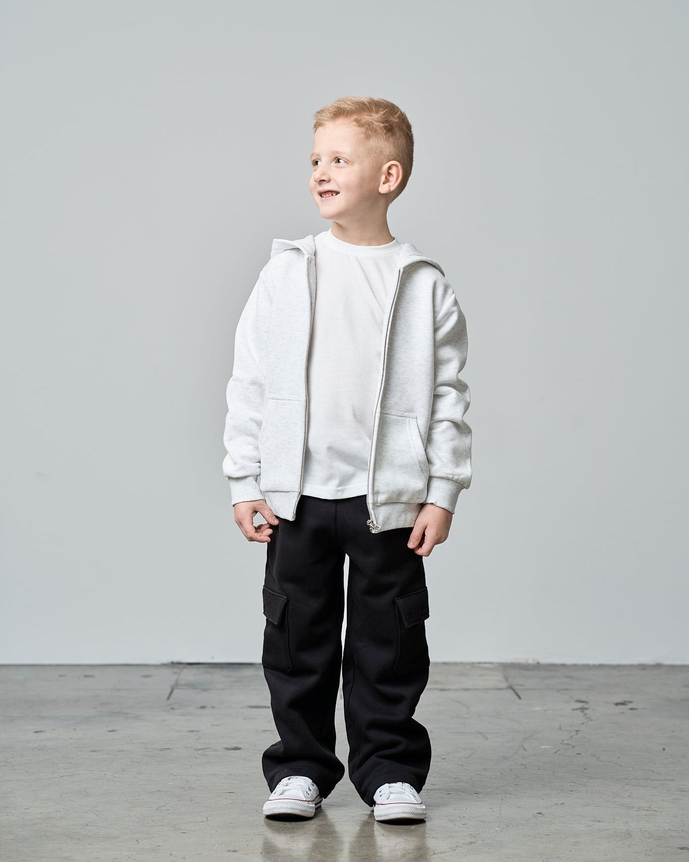 Classic Zip Hoodie - Light Heather Grey - Little Bipsy