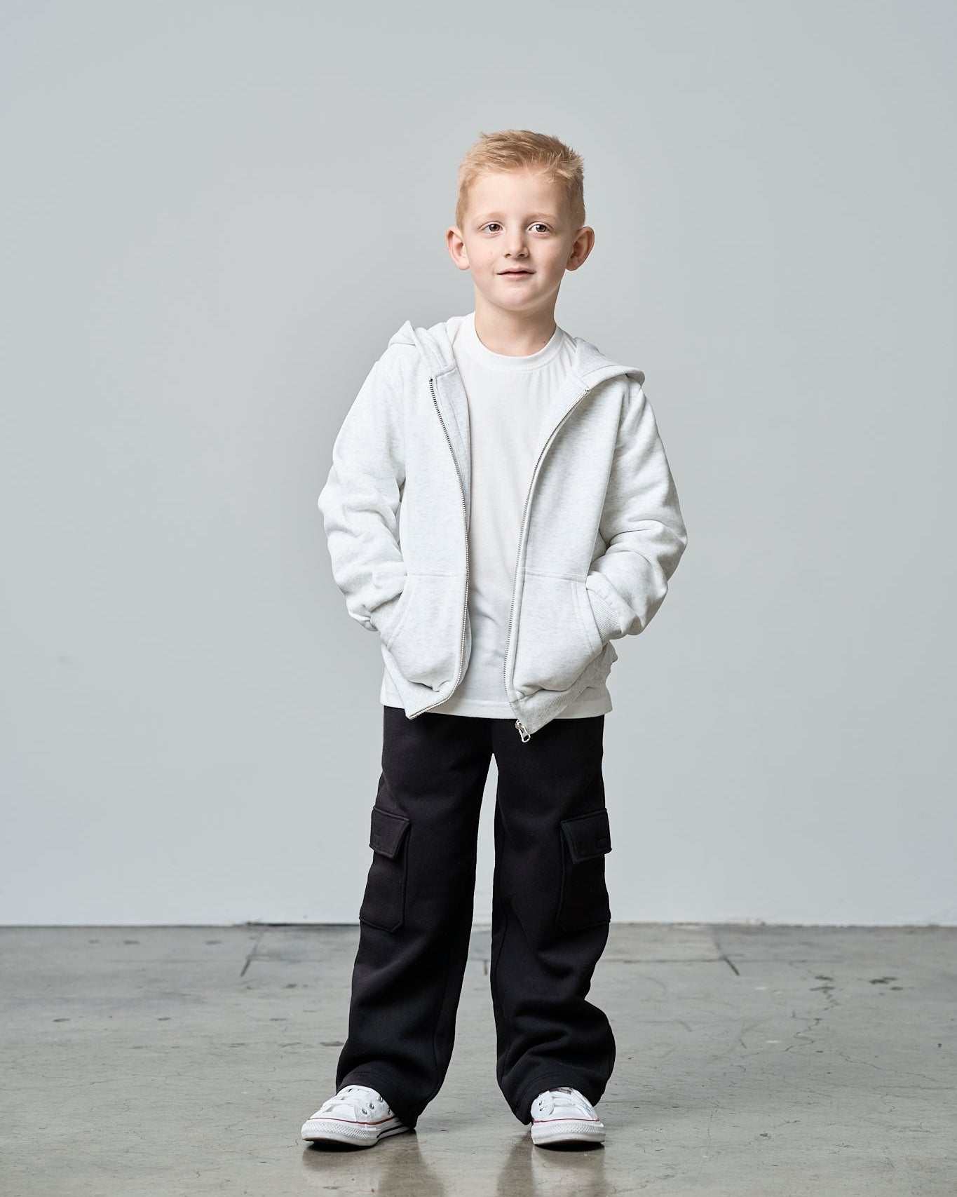 Classic Zip Hoodie - Light Heather Grey - Little Bipsy