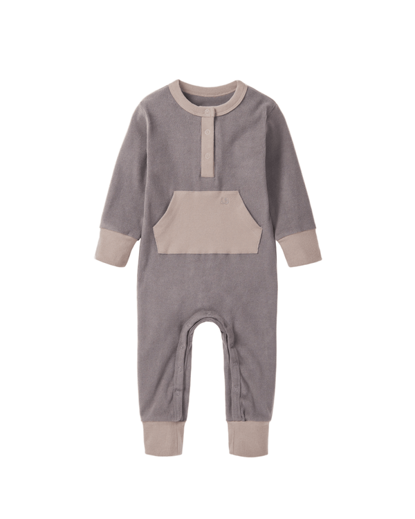 Colorblock Ribbed Romper - Graphite - Little Bipsy