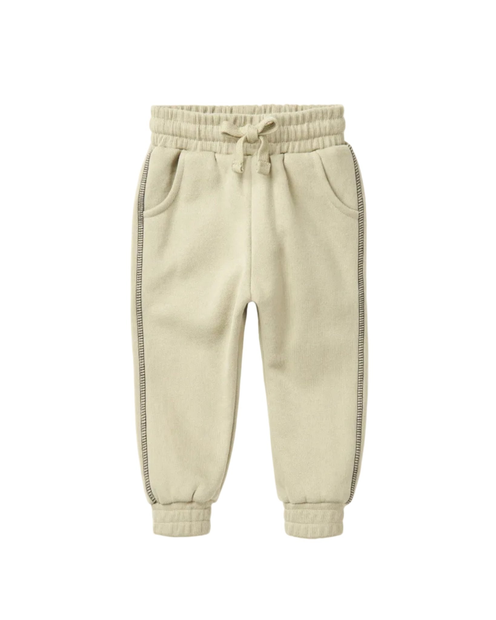 Contrast Stitch Elevated Sweatpant - Olive - Little Bipsy