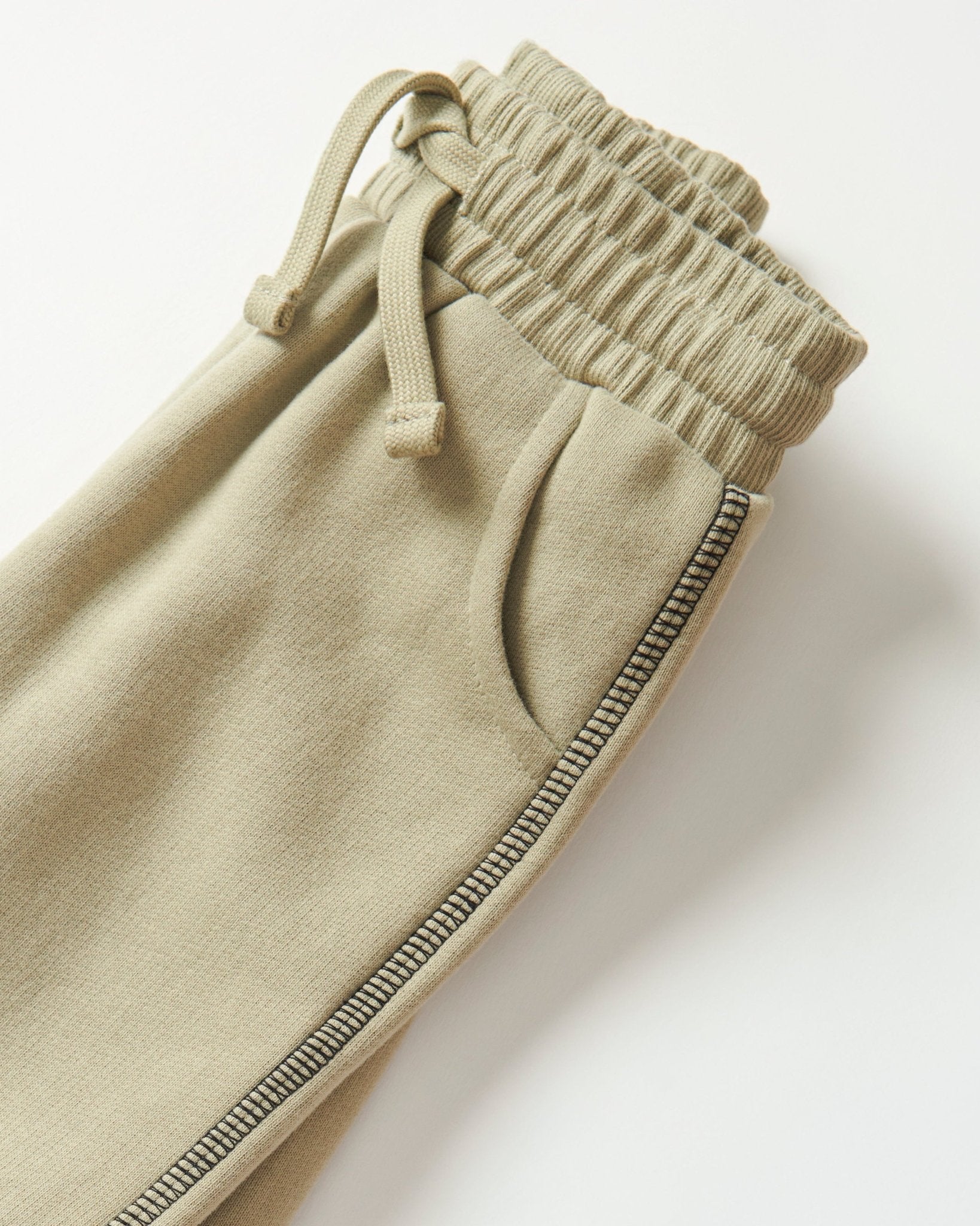 Contrast Stitch Elevated Sweatpant - Olive - Little Bipsy