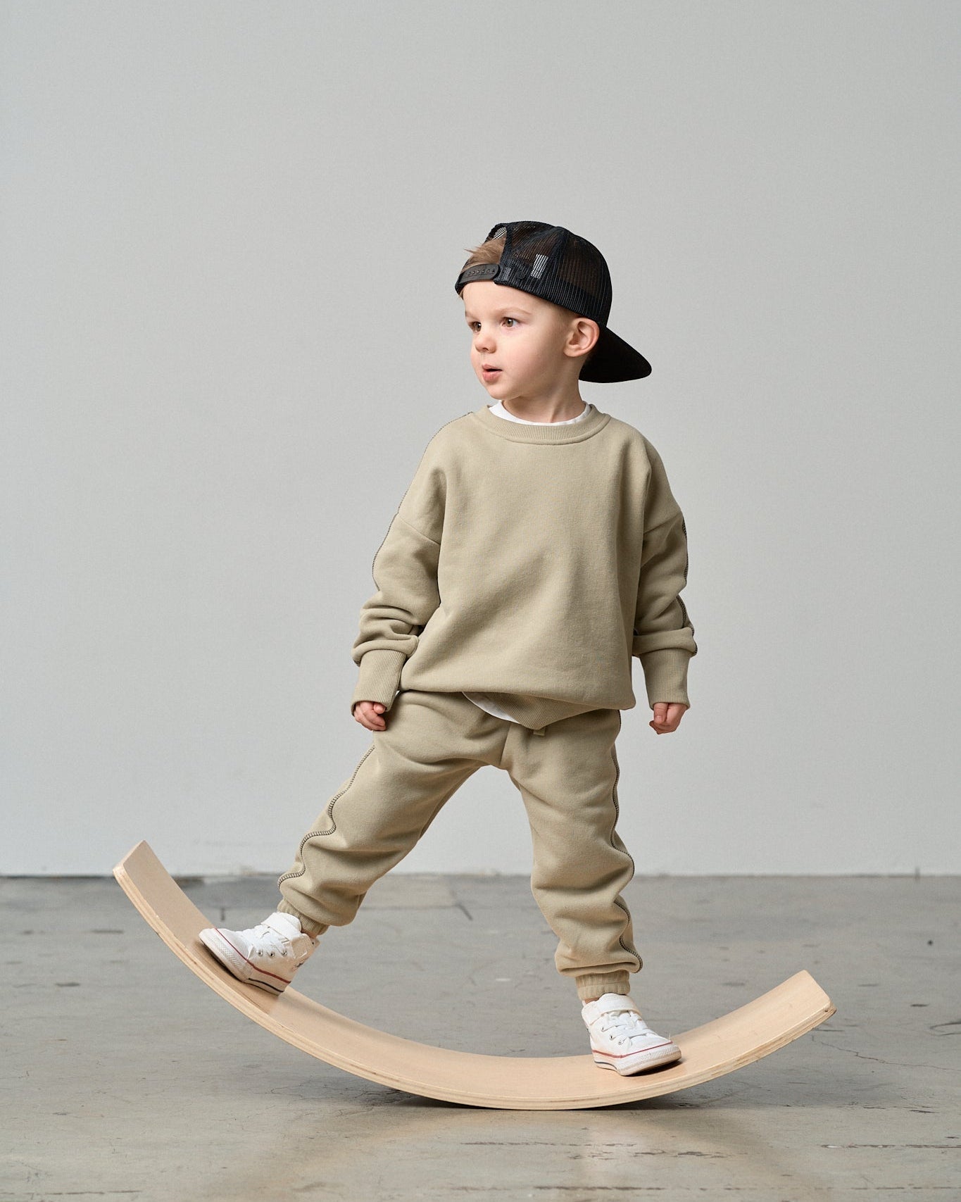 Contrast Stitch Elevated Sweatpant - Olive - Little Bipsy