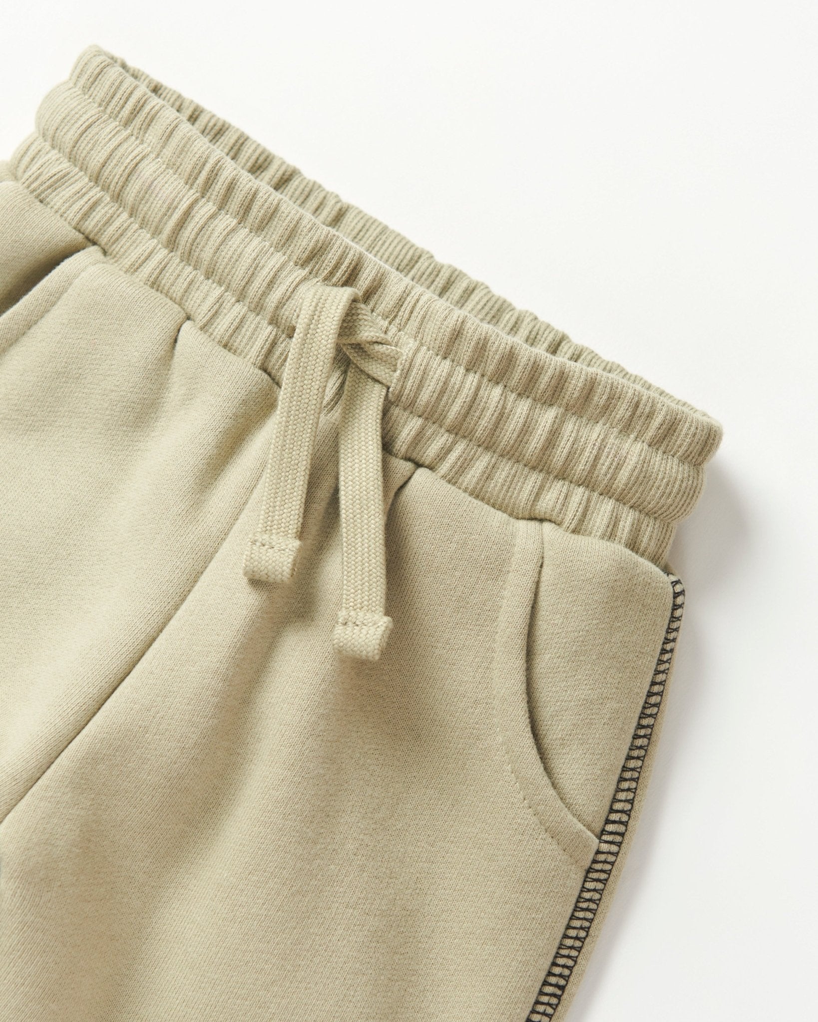 Contrast Stitch Elevated Sweatpant - Olive - Little Bipsy