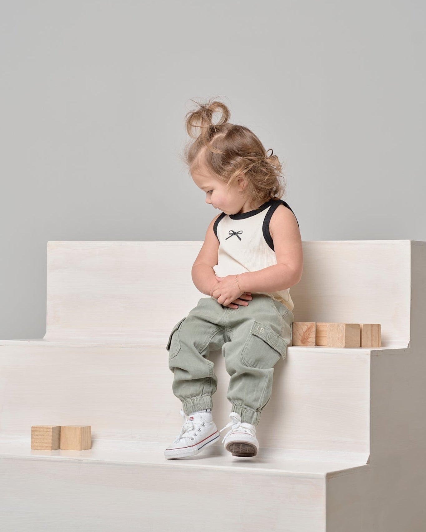 Cotton Twill Cargo Jogger - Agave - Little Bipsy