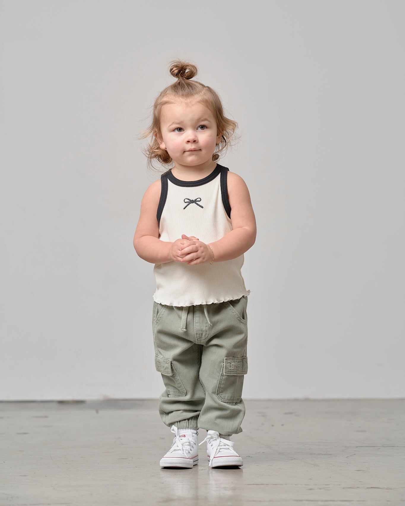 Cotton Twill Cargo Jogger - Agave - Little Bipsy