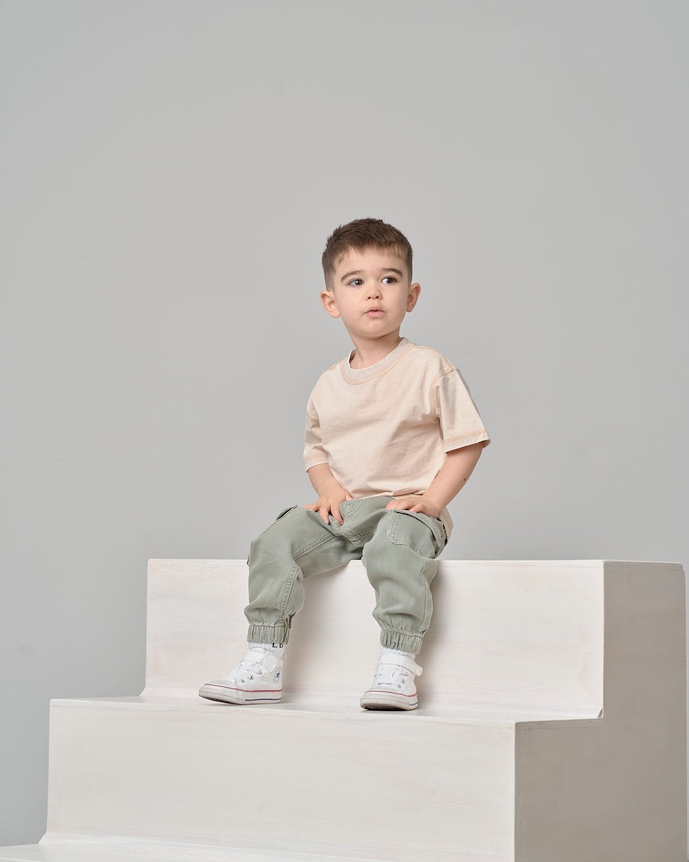 Cotton Twill Cargo Jogger - Agave - Little Bipsy