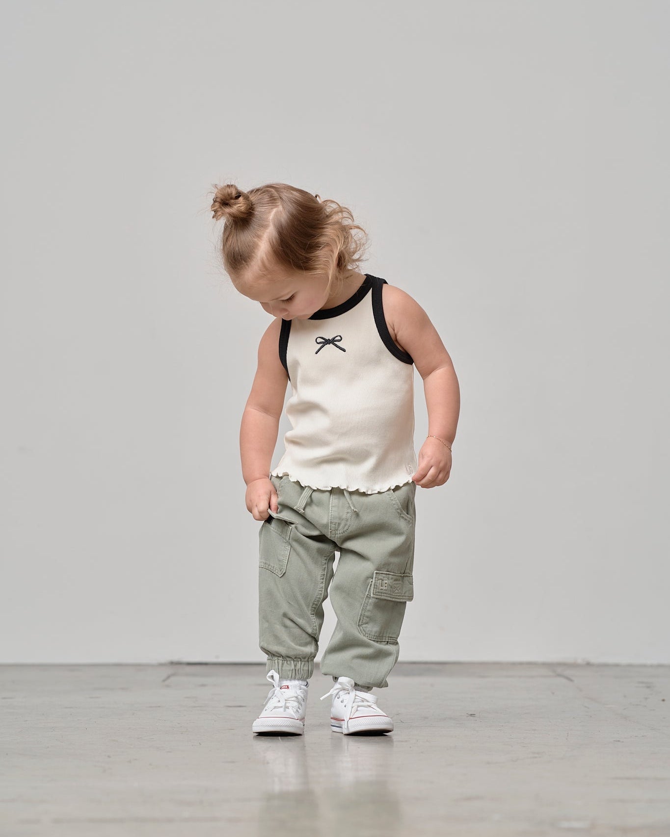 Cotton Twill Cargo Jogger - Agave - Little Bipsy