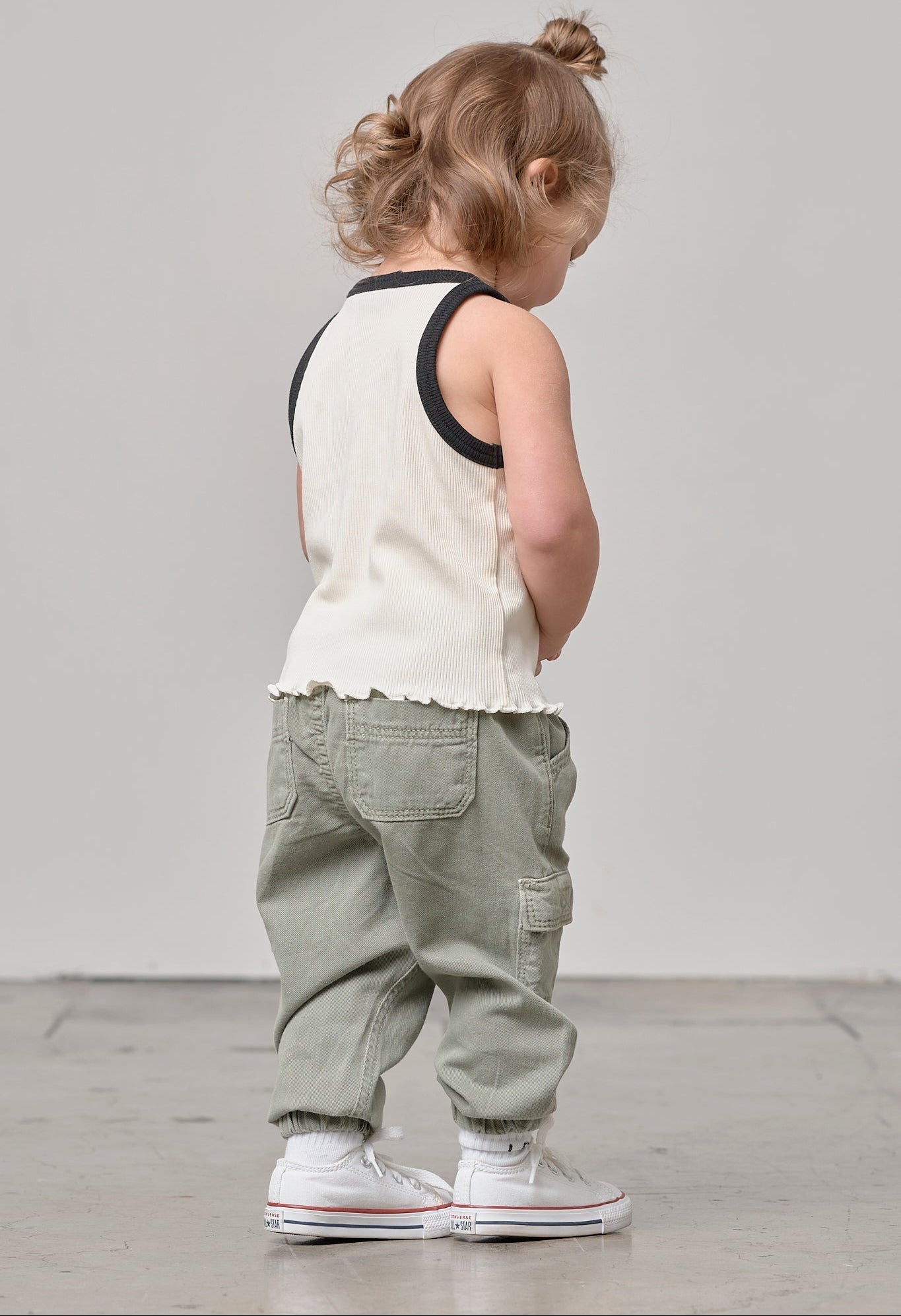 Cotton Twill Cargo Jogger - Agave - Little Bipsy