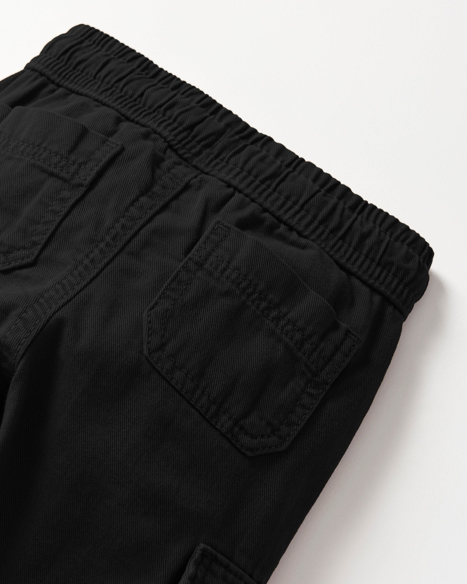 Cotton Twill Cargo Jogger - Black - Little Bipsy