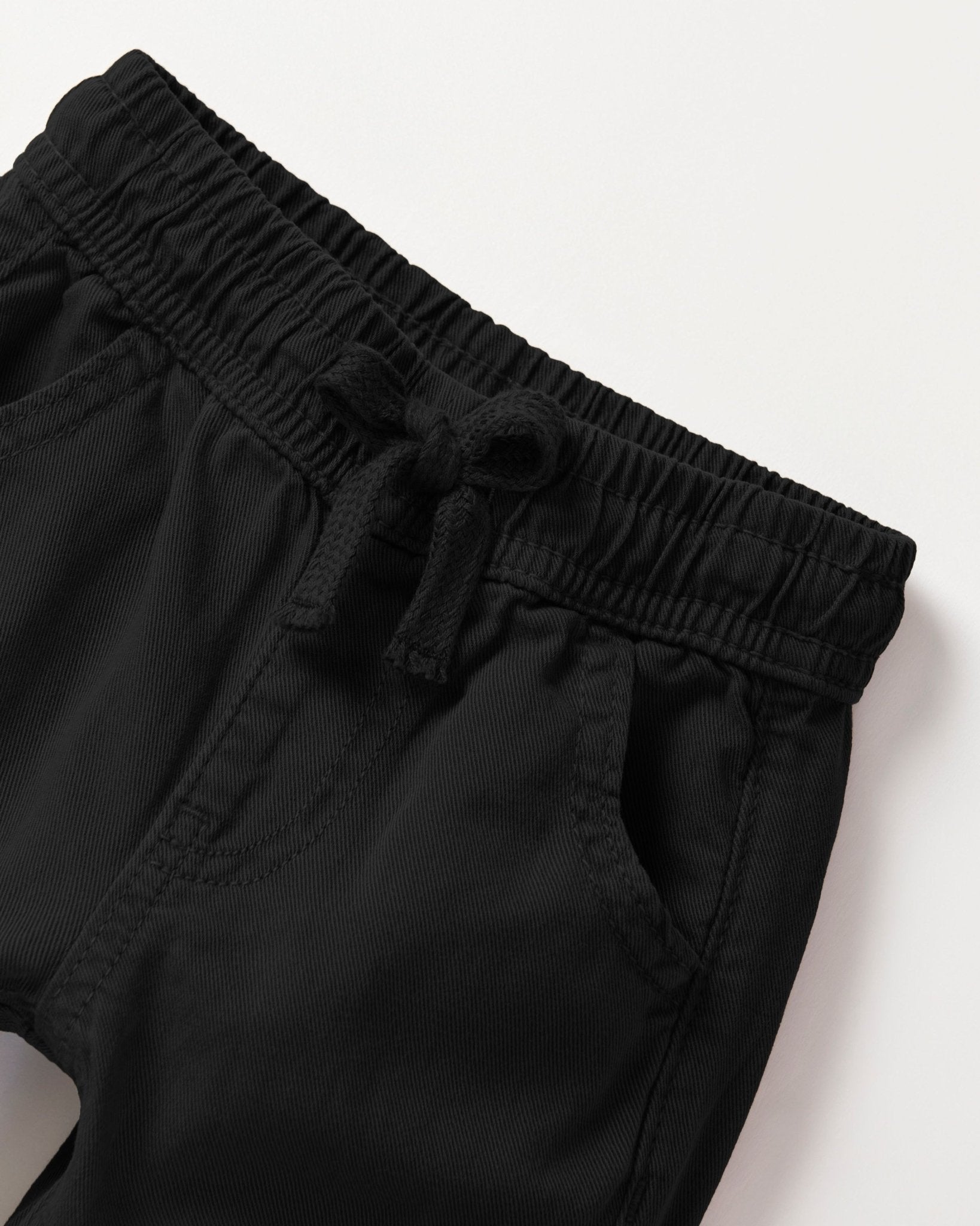 Cotton Twill Cargo Jogger - Black - Little Bipsy