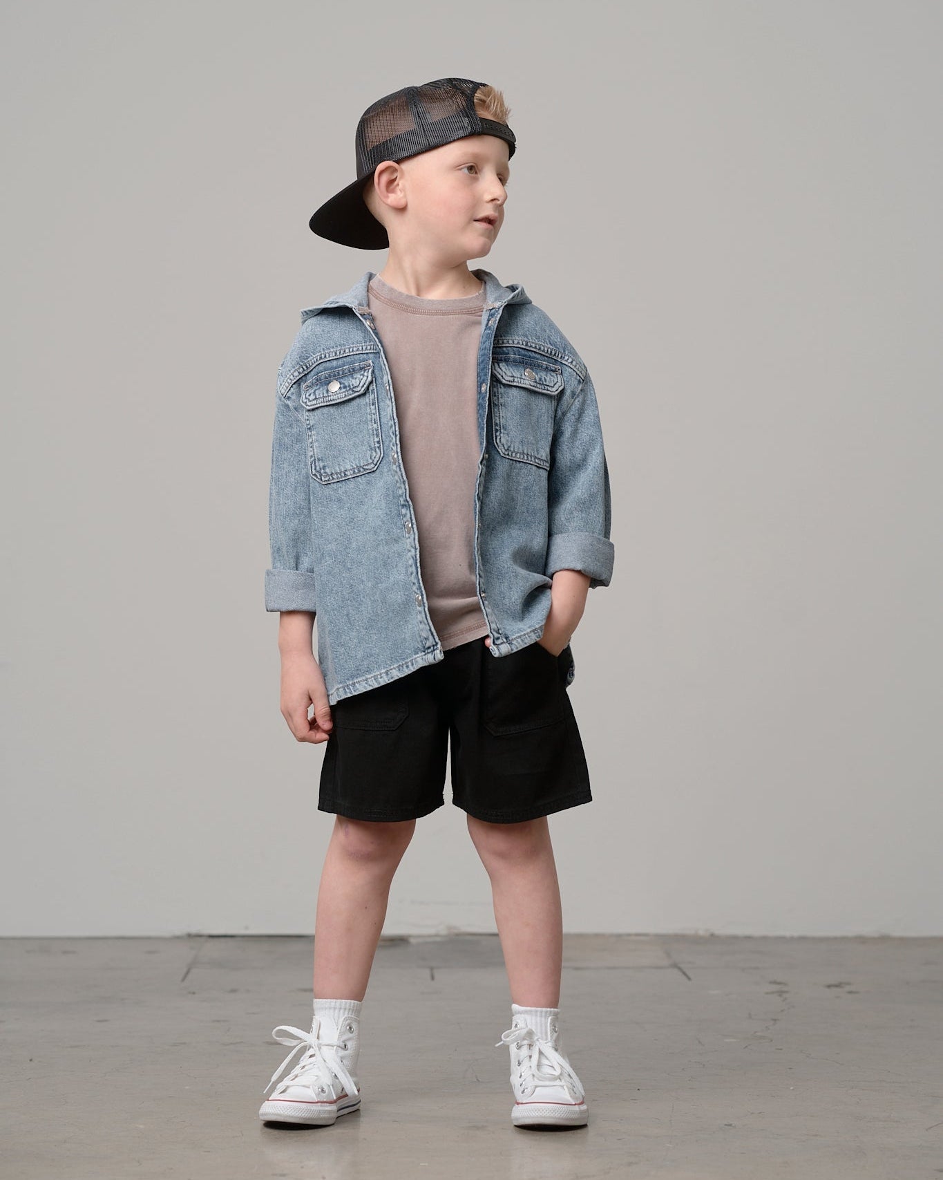 Cotton Twill Short - Black - Little Bipsy