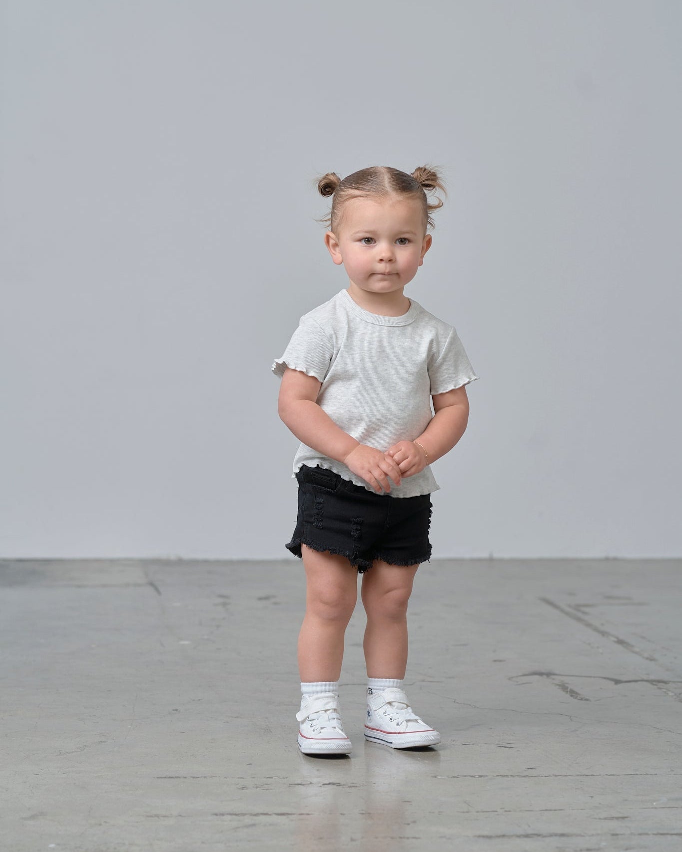Denim Shorties - Black Wash - Little Bipsy