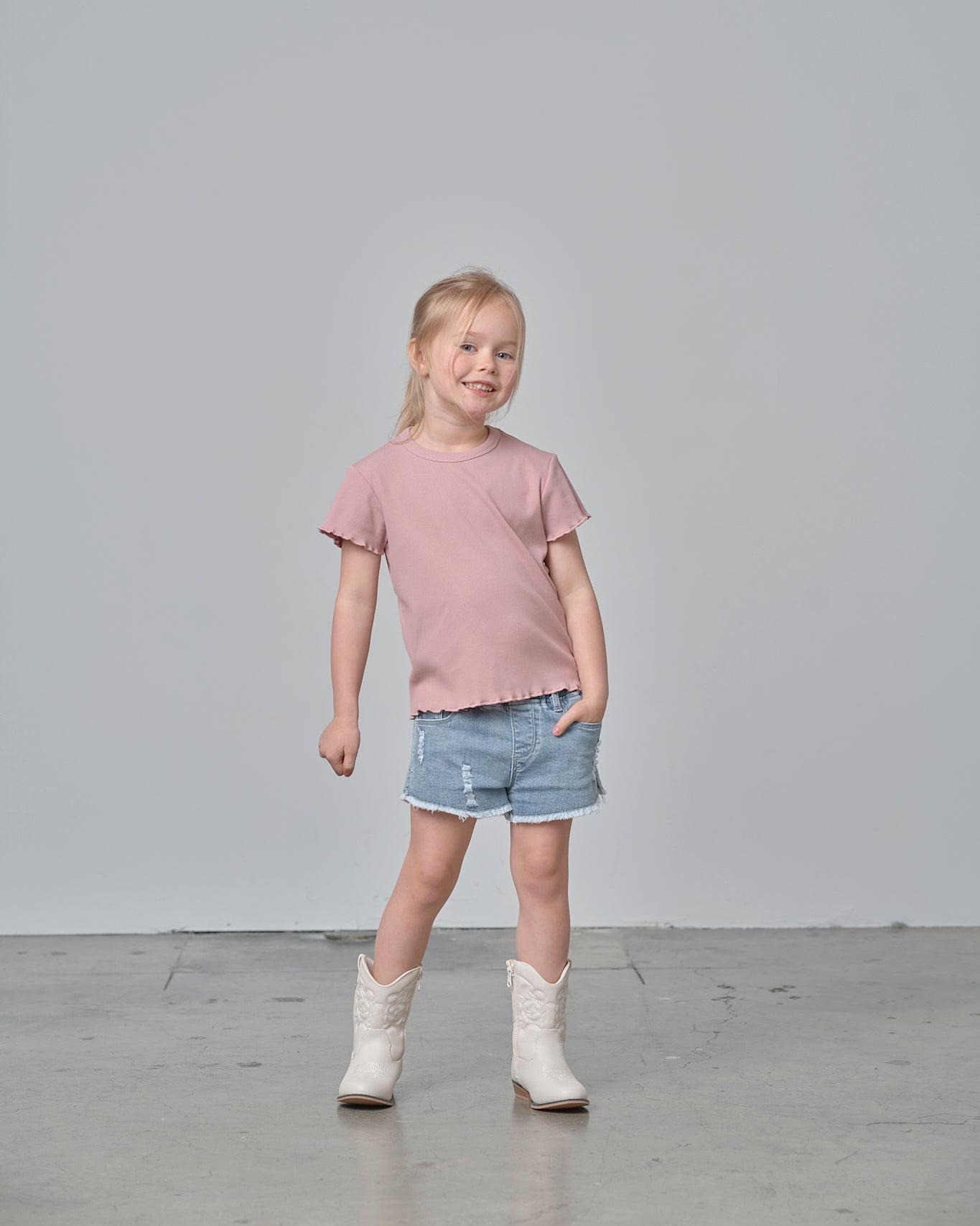 Denim Shorties - Light Wash - Little Bipsy