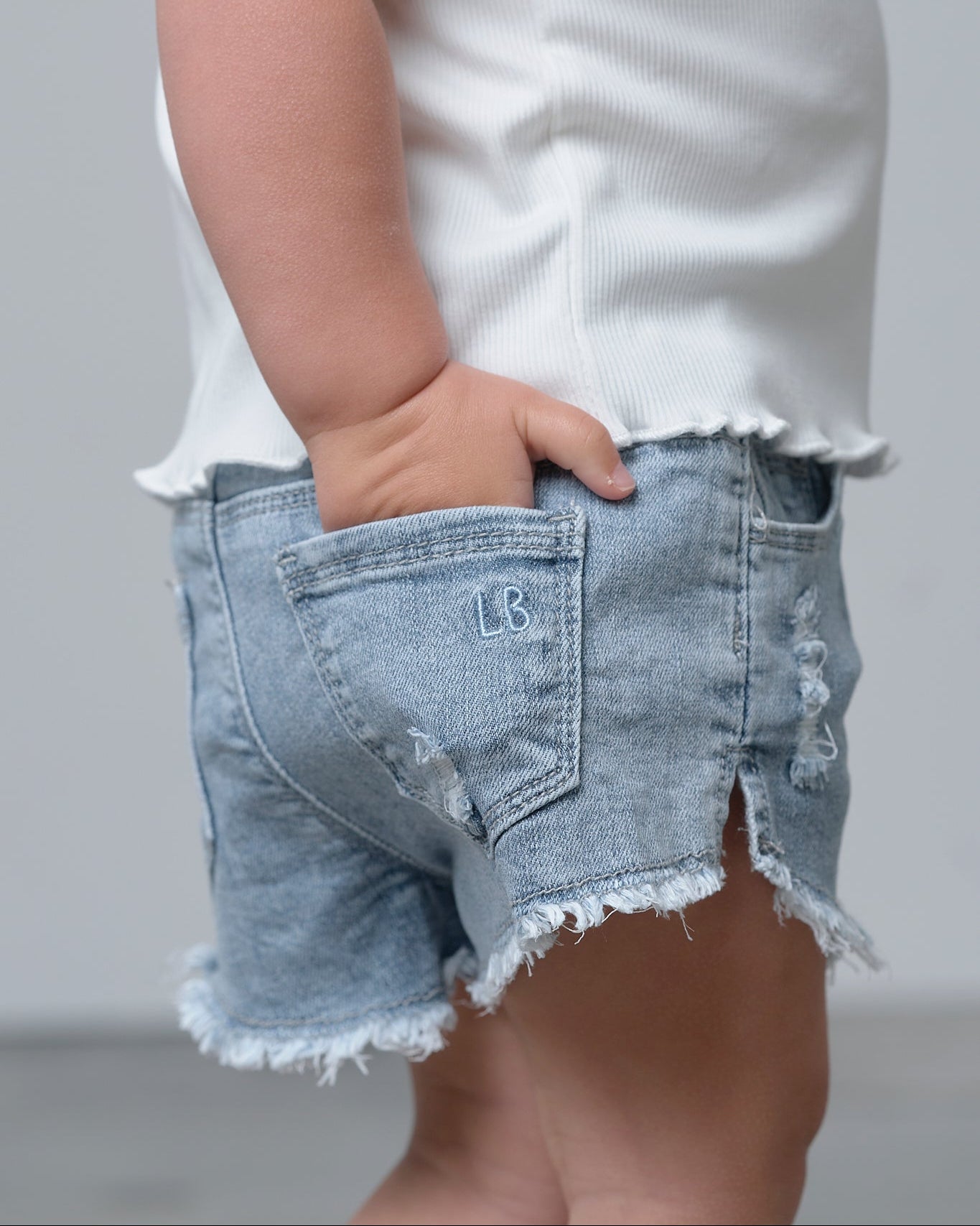 Denim Shorties - Light Wash - Little Bipsy