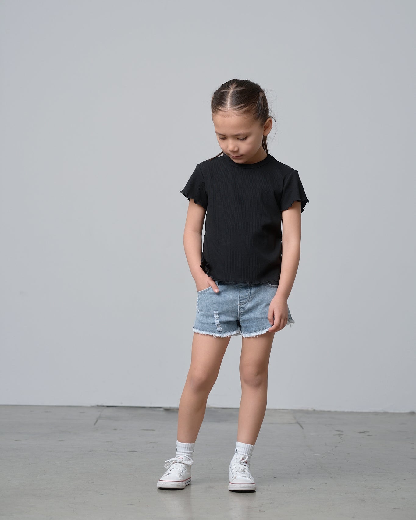 Denim Shorties - Light Wash - Little Bipsy