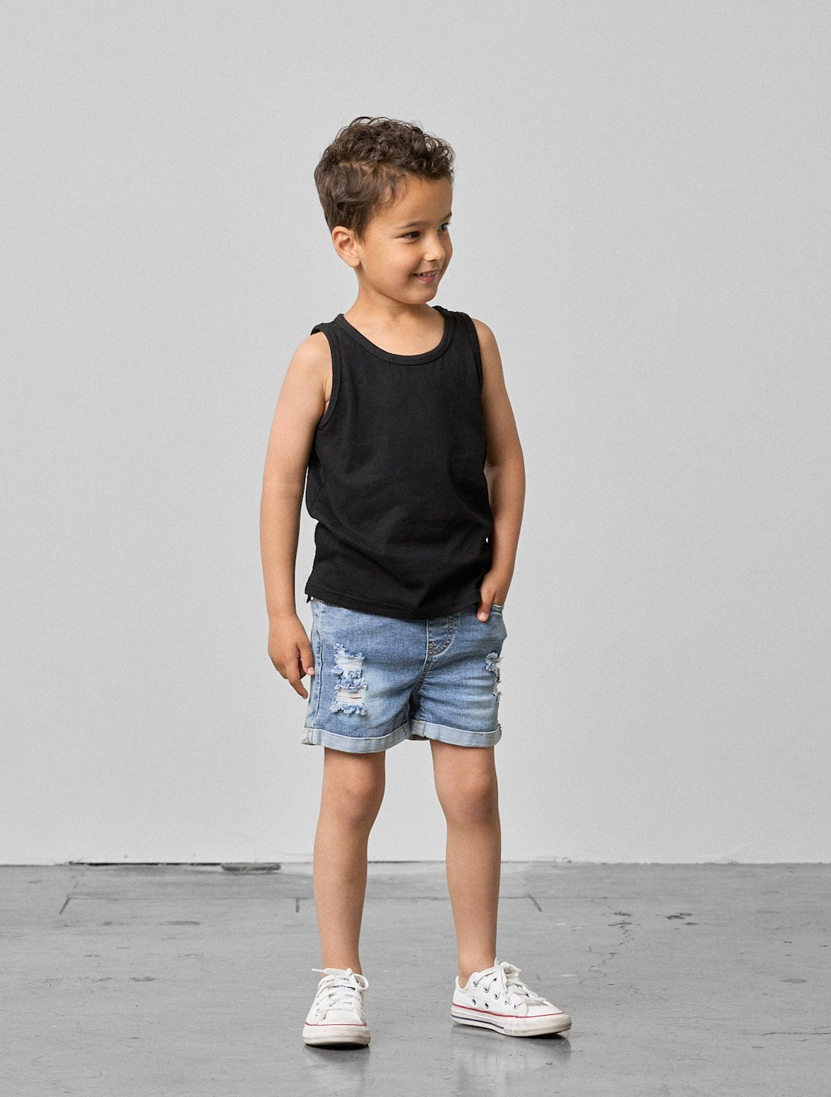 Distressed Denim Short - Little Bipsy
