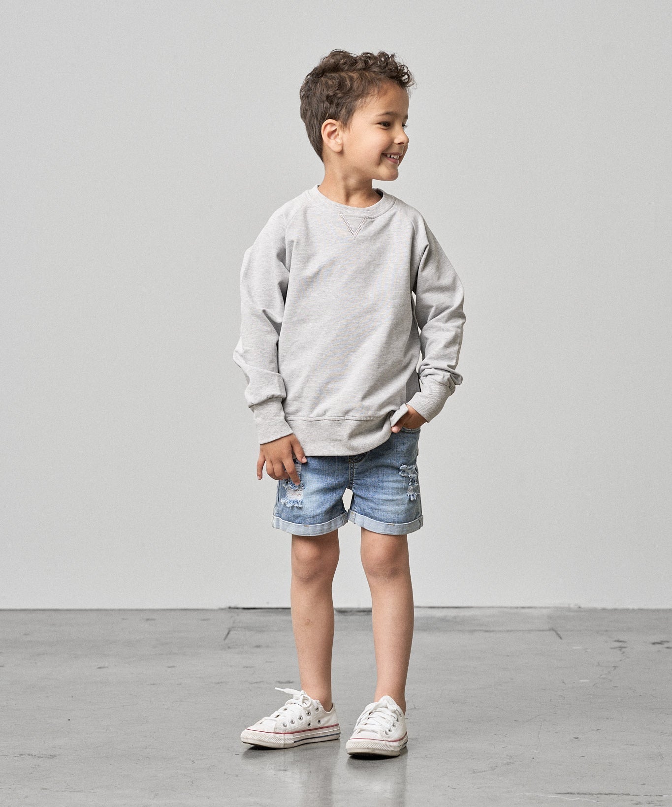 Distressed Denim Short - Little Bipsy