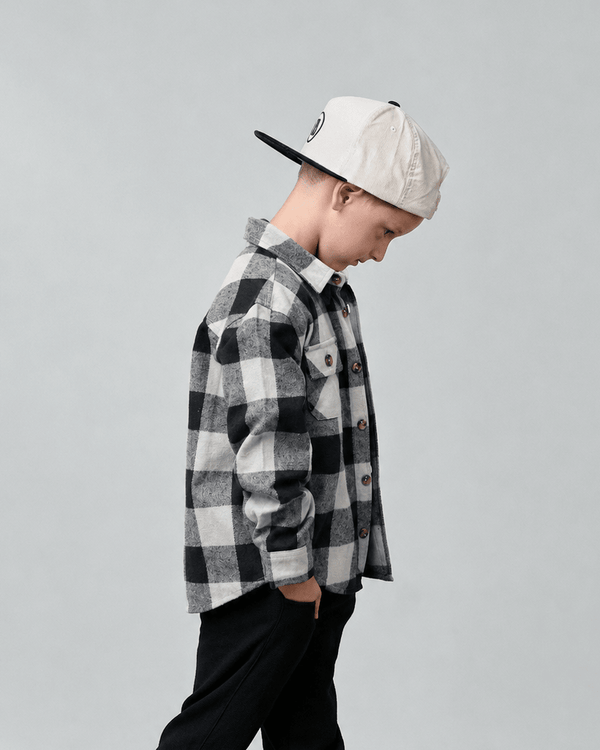 Flannel Button Up - Cream - Little Bipsy
