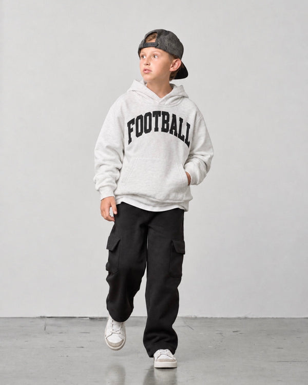 Grey Elevated Hoodie - Football - Little Bipsy