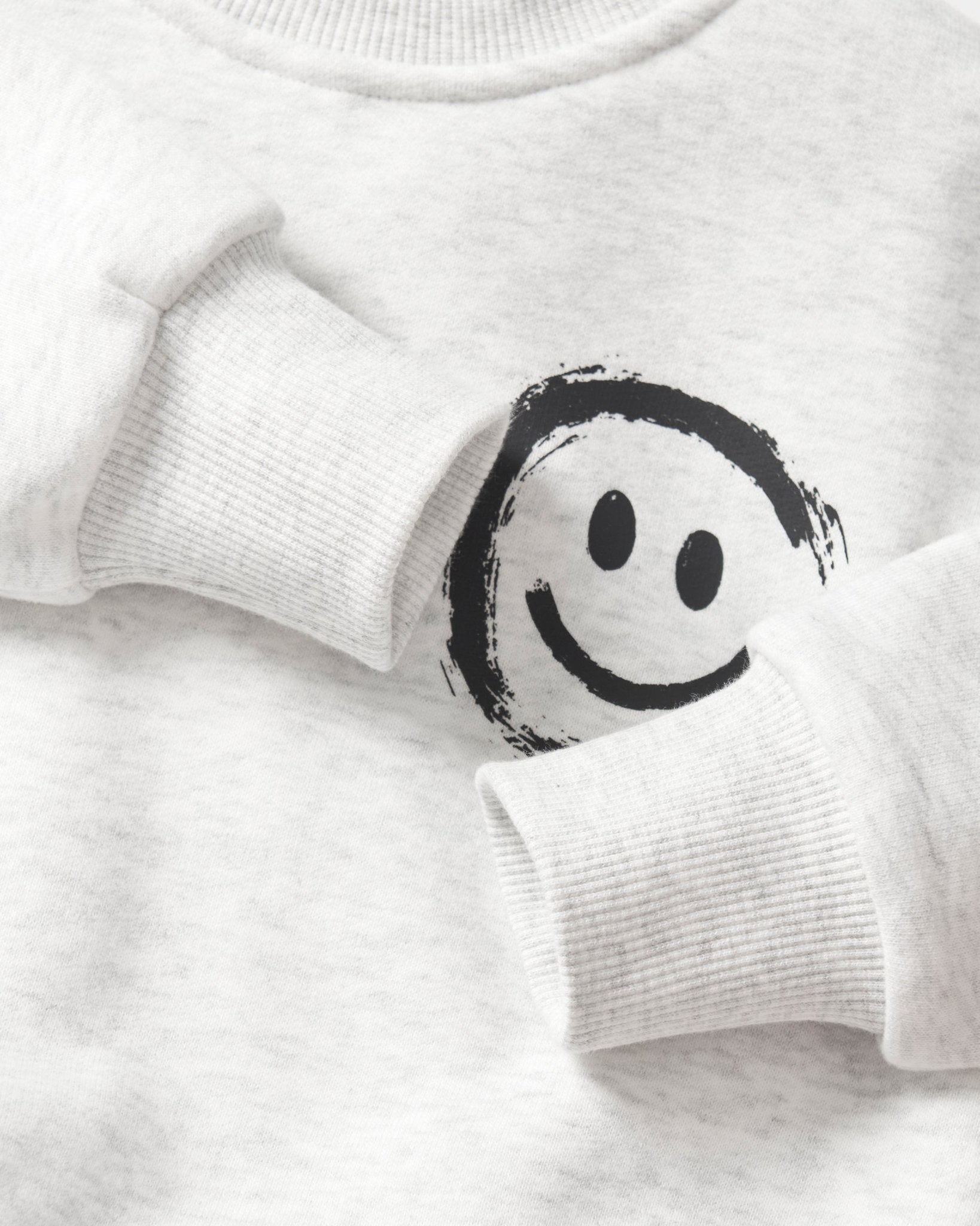 Happy Day Elevated Crewneck - Light Heather Grey - Little Bipsy