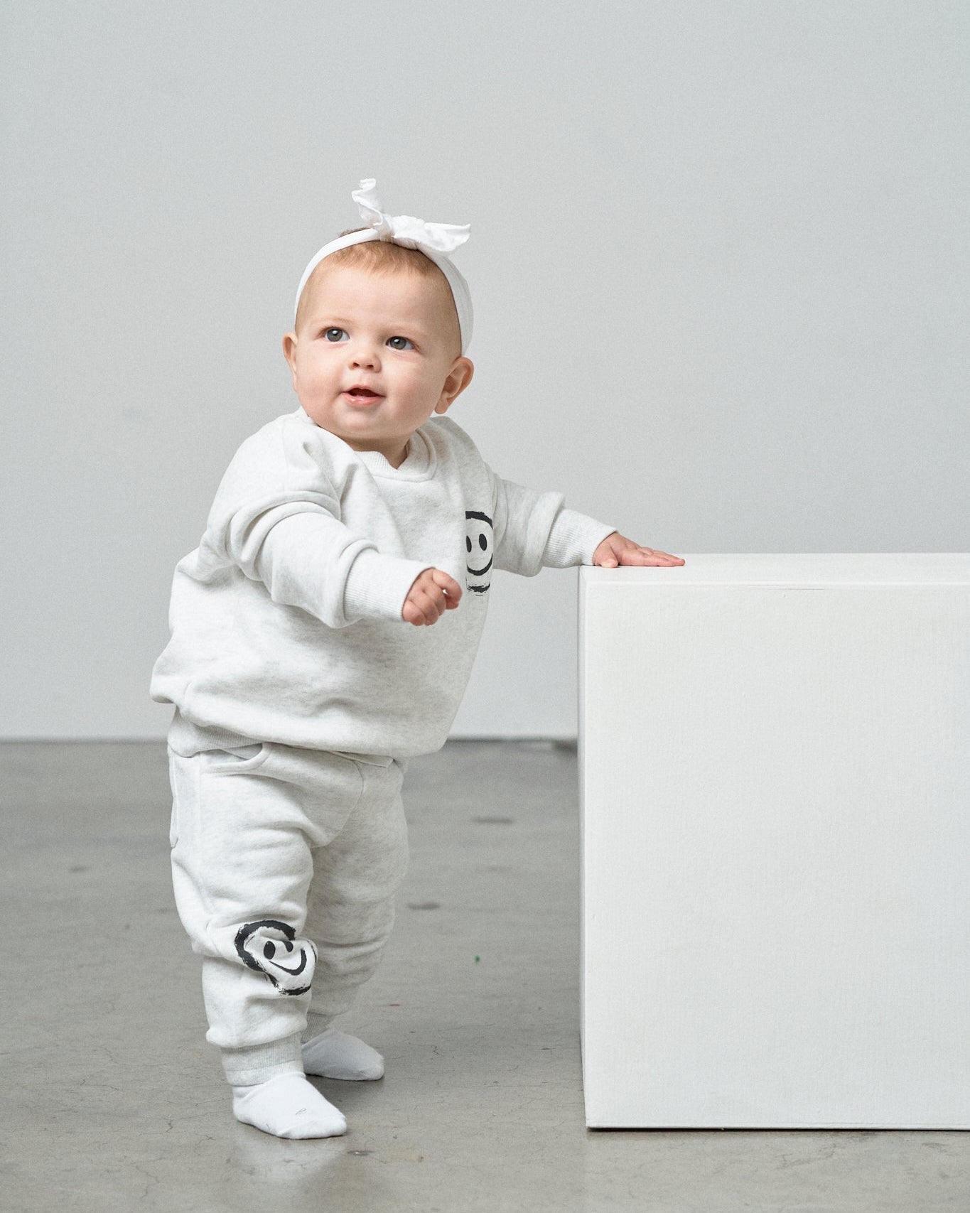 Happy Day Elevated Crewneck - Light Heather Grey - Little Bipsy