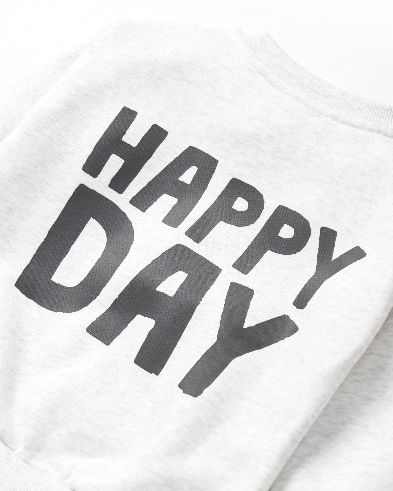 Happy Day Elevated Crewneck - Light Heather Grey - Little Bipsy