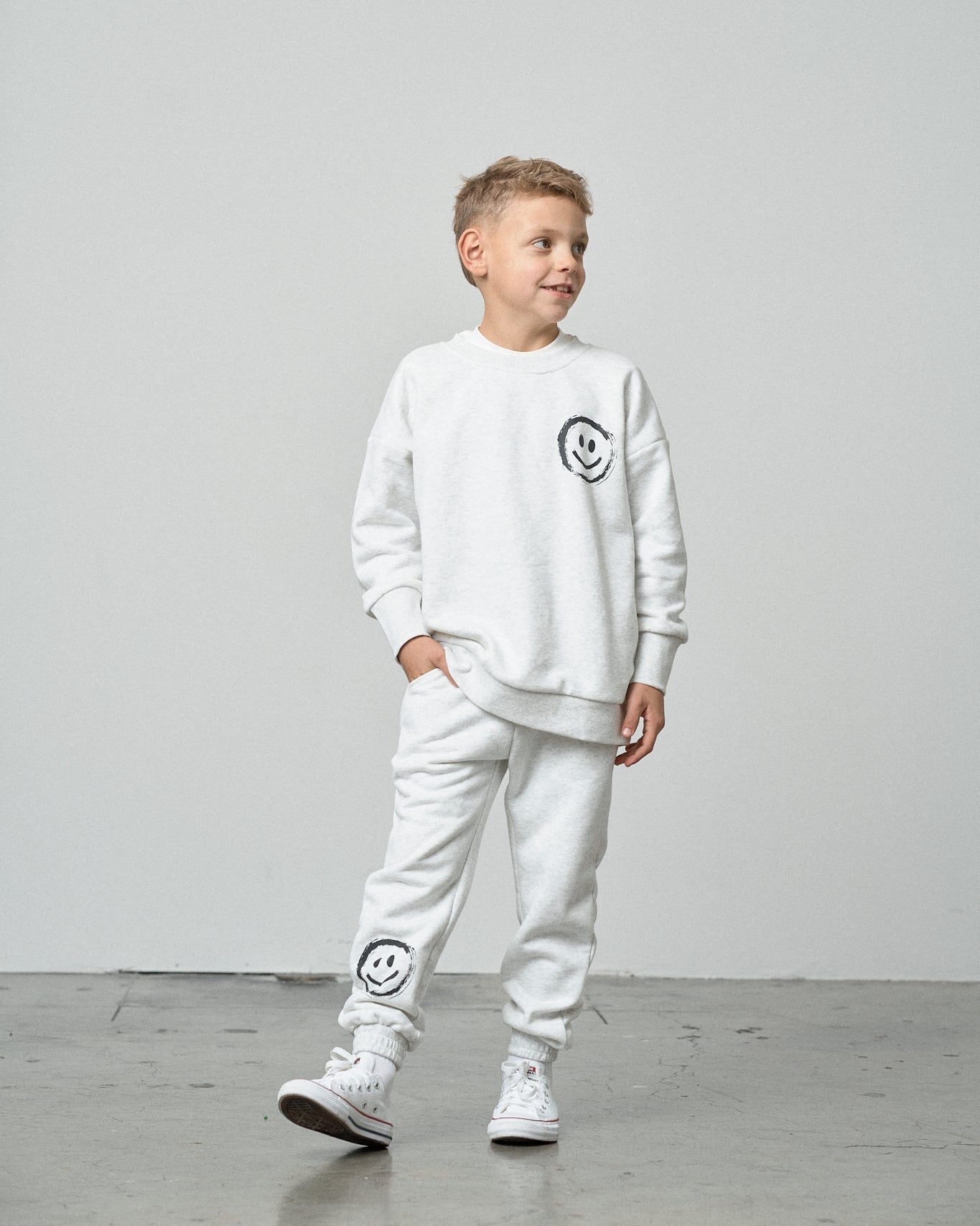 Happy Day Elevated Sweatpant - Light Heather Grey - Little Bipsy