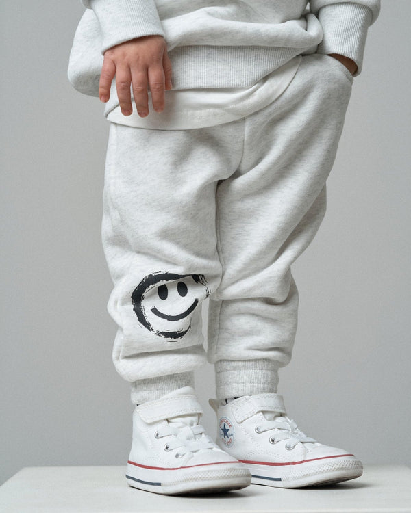 Happy Day Elevated Sweatpant - Light Heather Grey - Little Bipsy