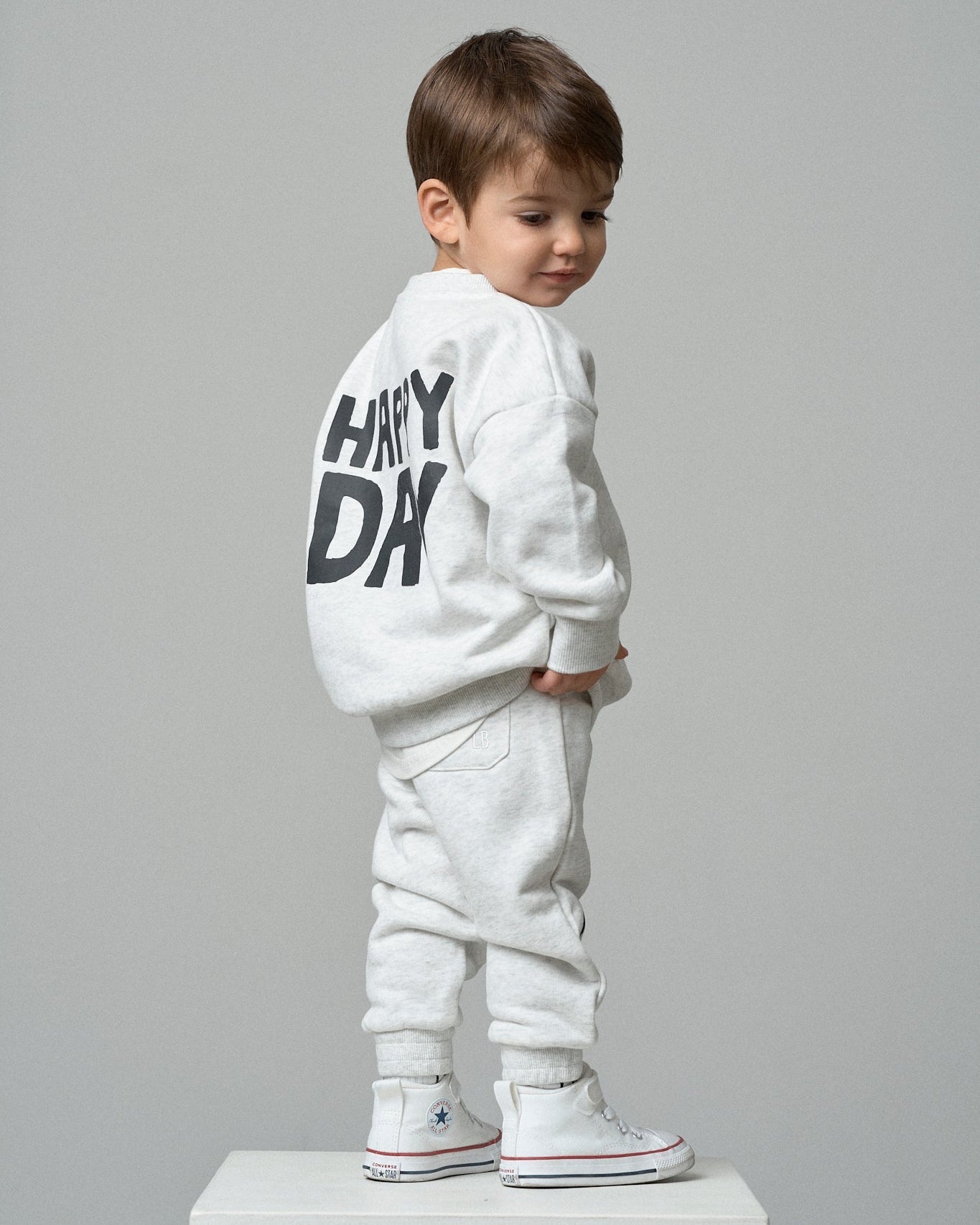 Happy Day Elevated Sweatpant - Light Heather Grey - Little Bipsy
