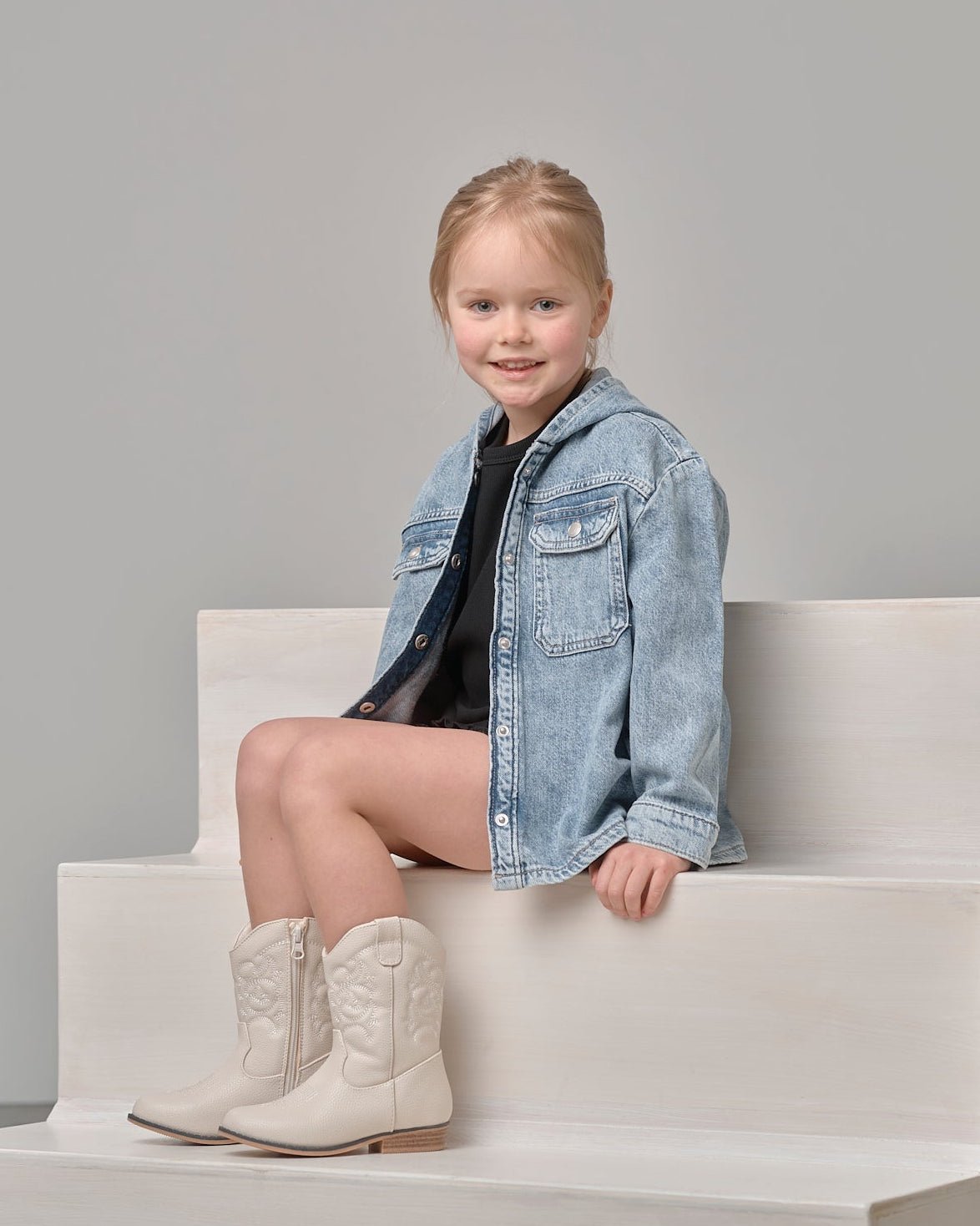 Lightweight Hooded Denim Jacket - Little Bipsy