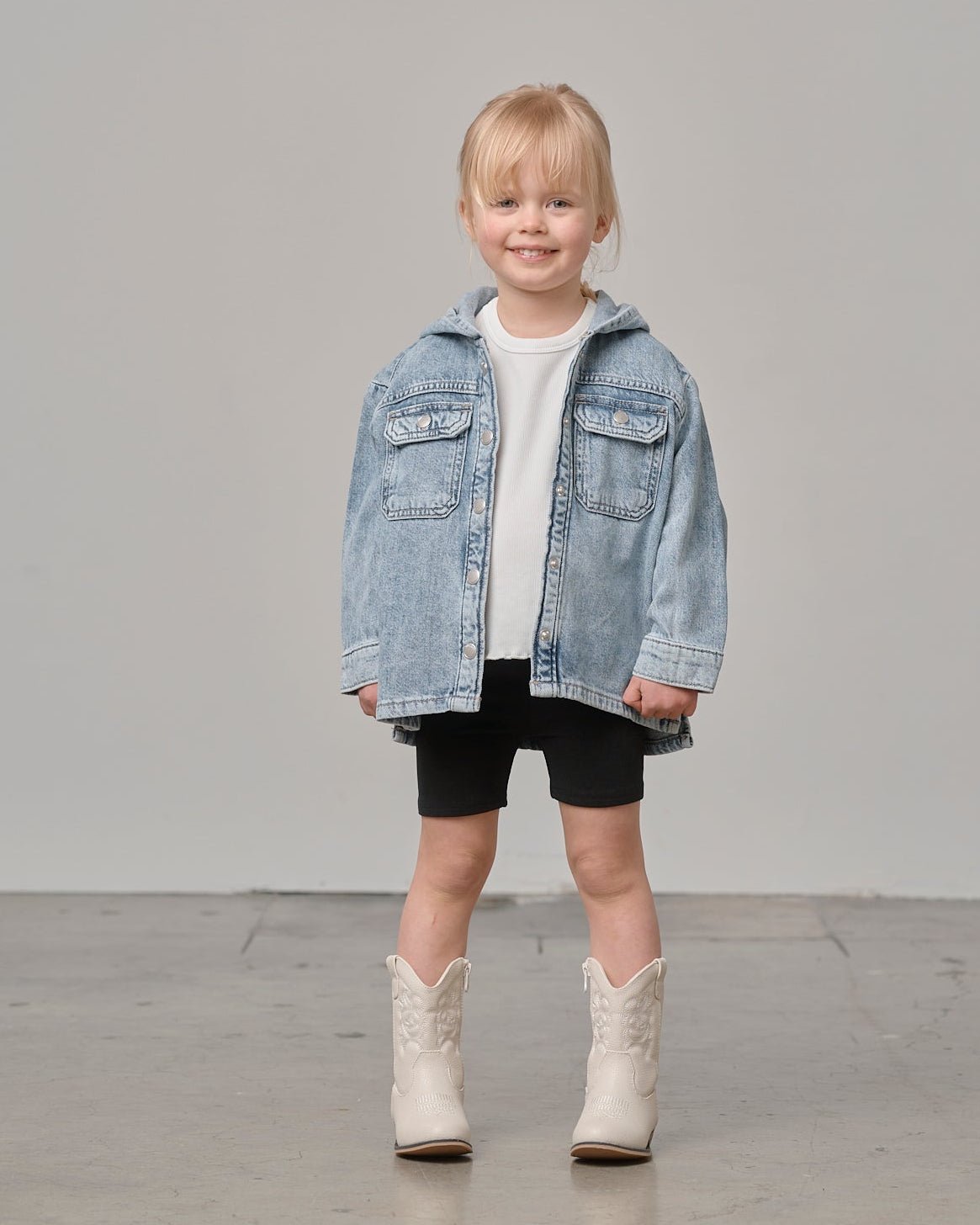 Lightweight Hooded Denim Jacket - Little Bipsy
