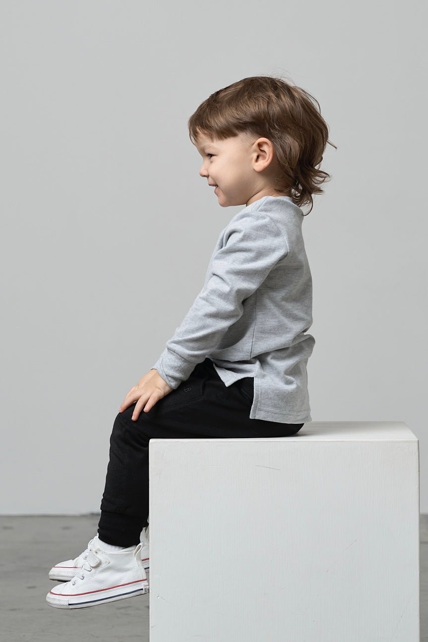 Long Sleeve Elevated Tee - Grey - Little Bipsy