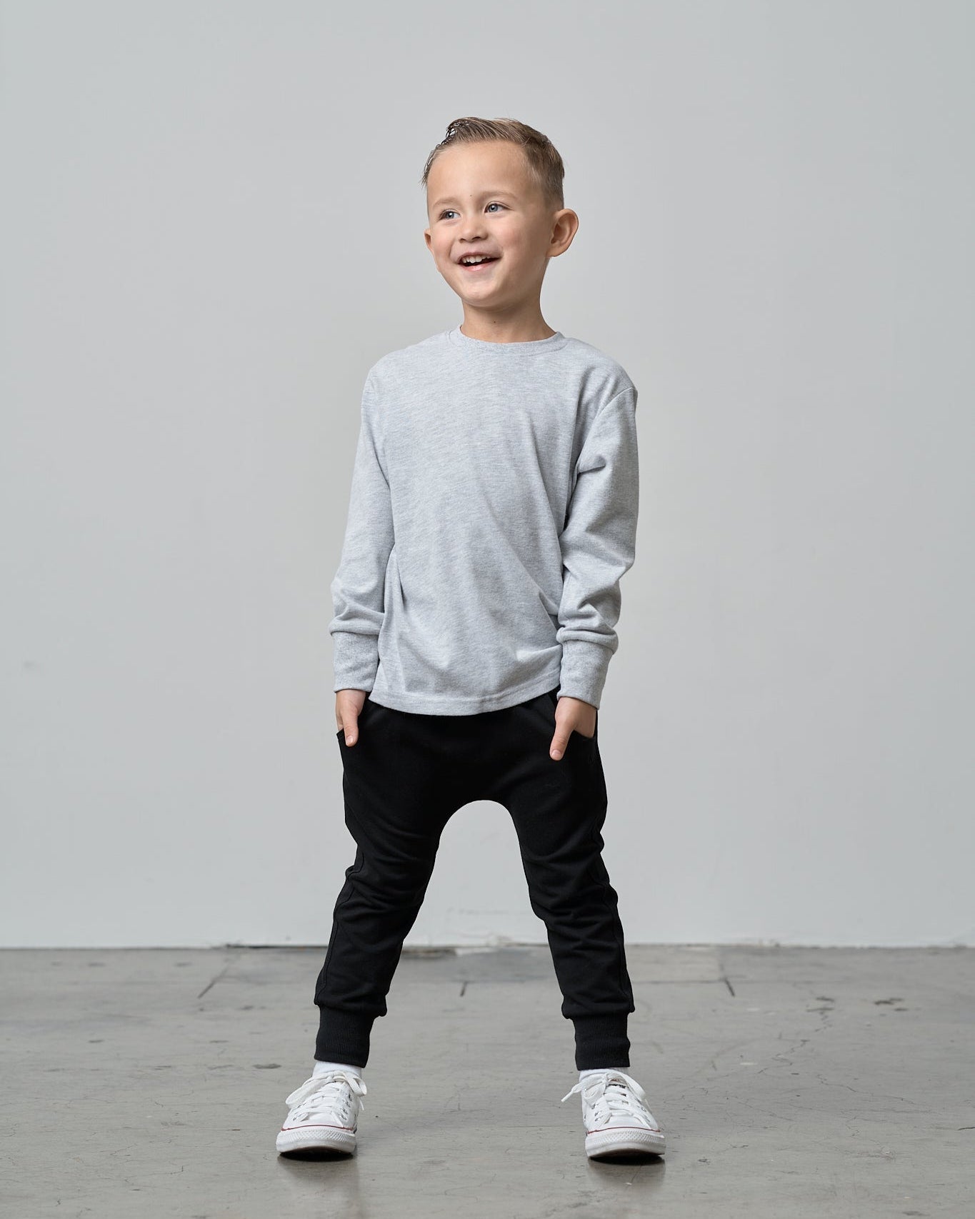 Long Sleeve Elevated Tee - Grey - Little Bipsy