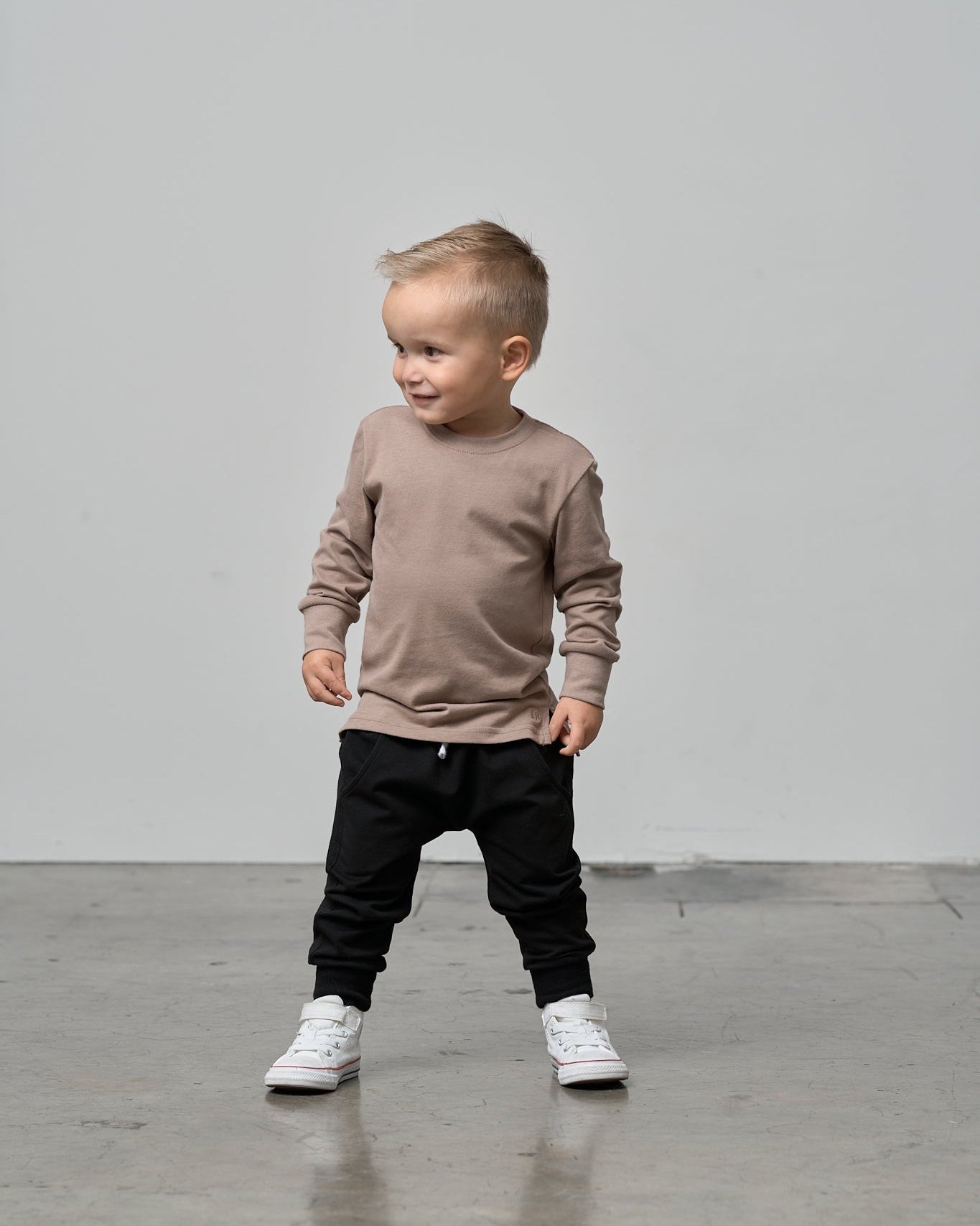 Long Sleeve Elevated Tee - Mushroom - Little Bipsy