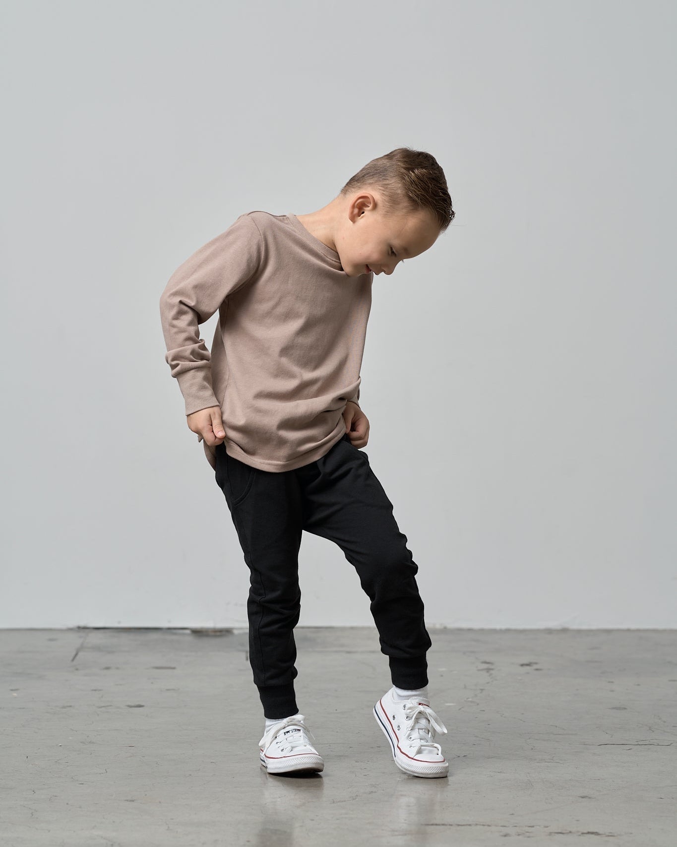 Long Sleeve Elevated Tee - Mushroom - Little Bipsy