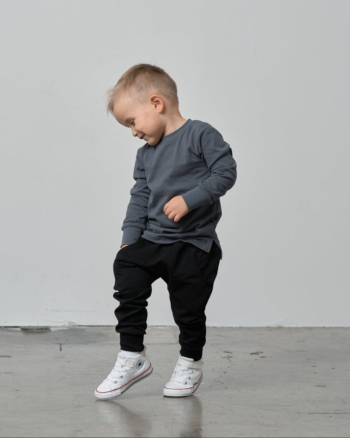 Long Sleeve Elevated Tee - Smoke - Little Bipsy