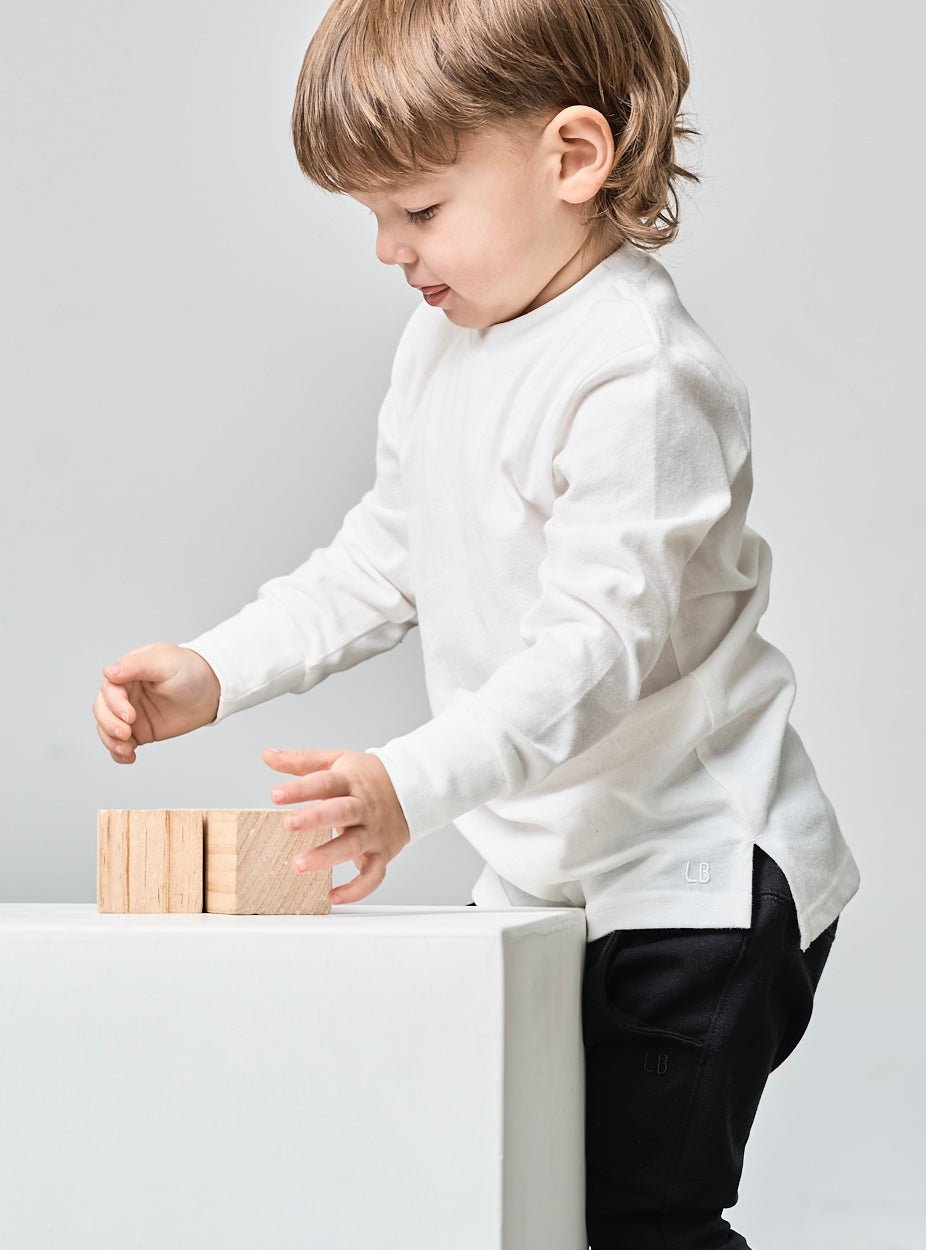 Long Sleeve Elevated Tee - White - Little Bipsy