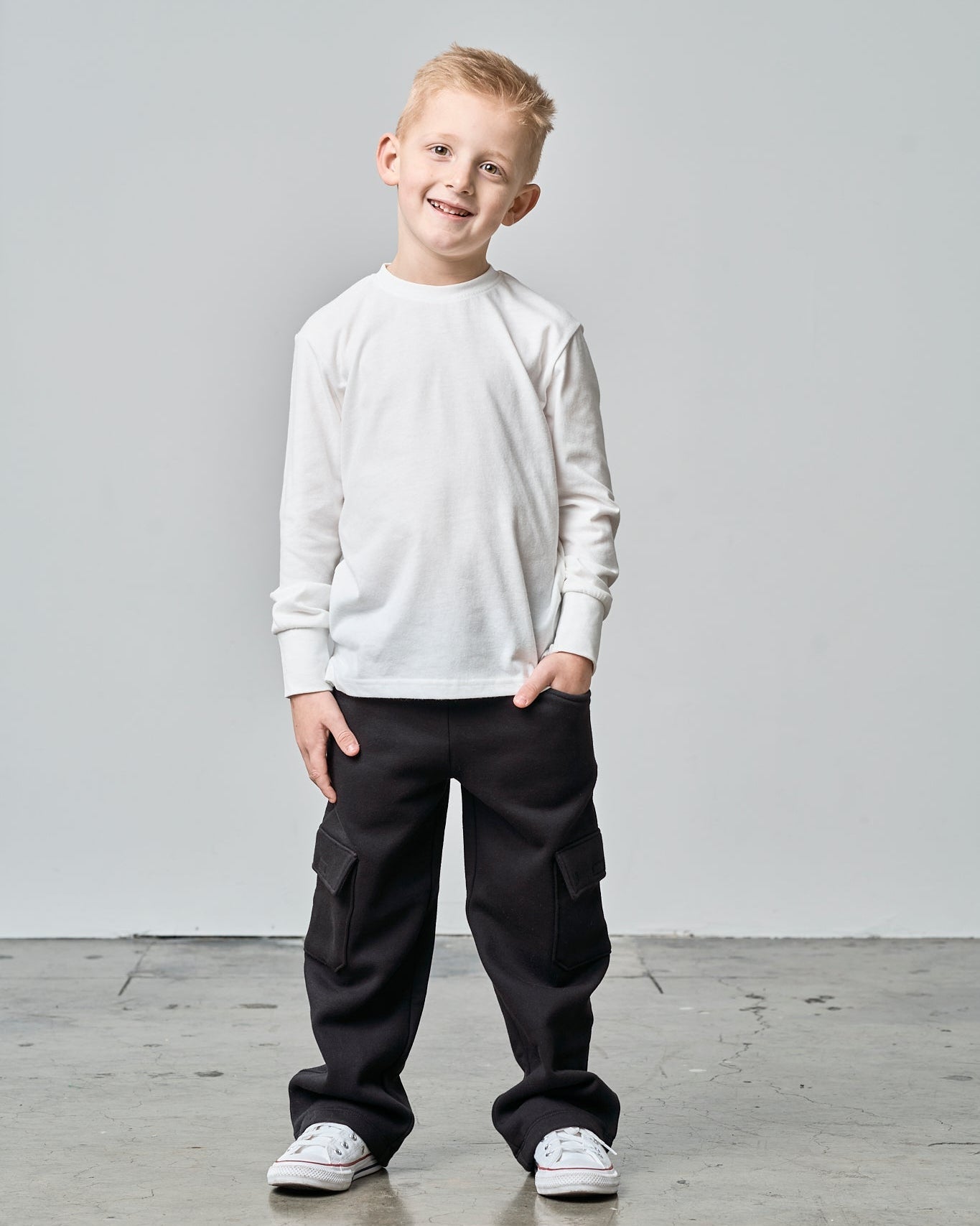 Long Sleeve Elevated Tee - White - Little Bipsy