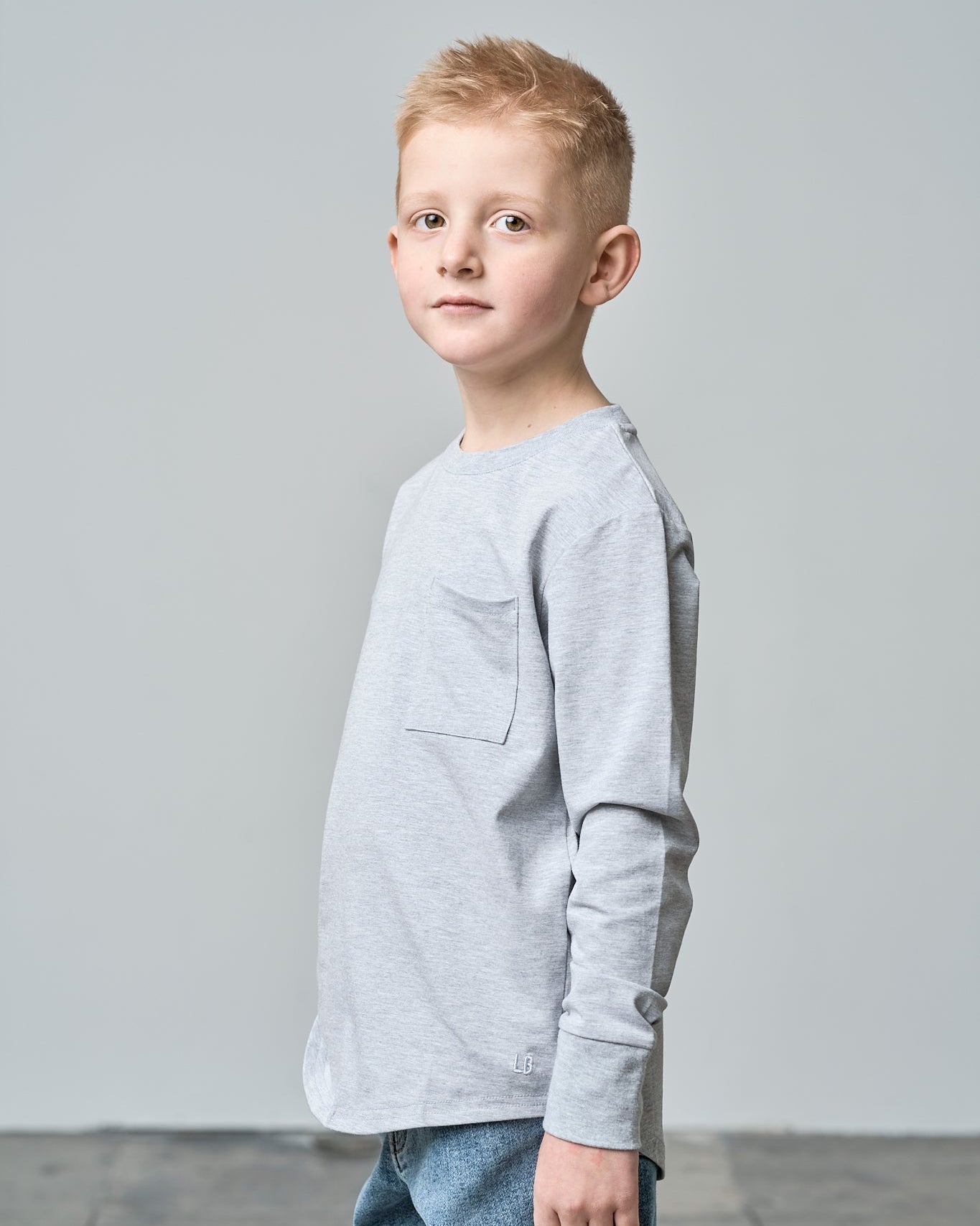 Long Sleeve Pocket Tee - Grey - Little Bipsy