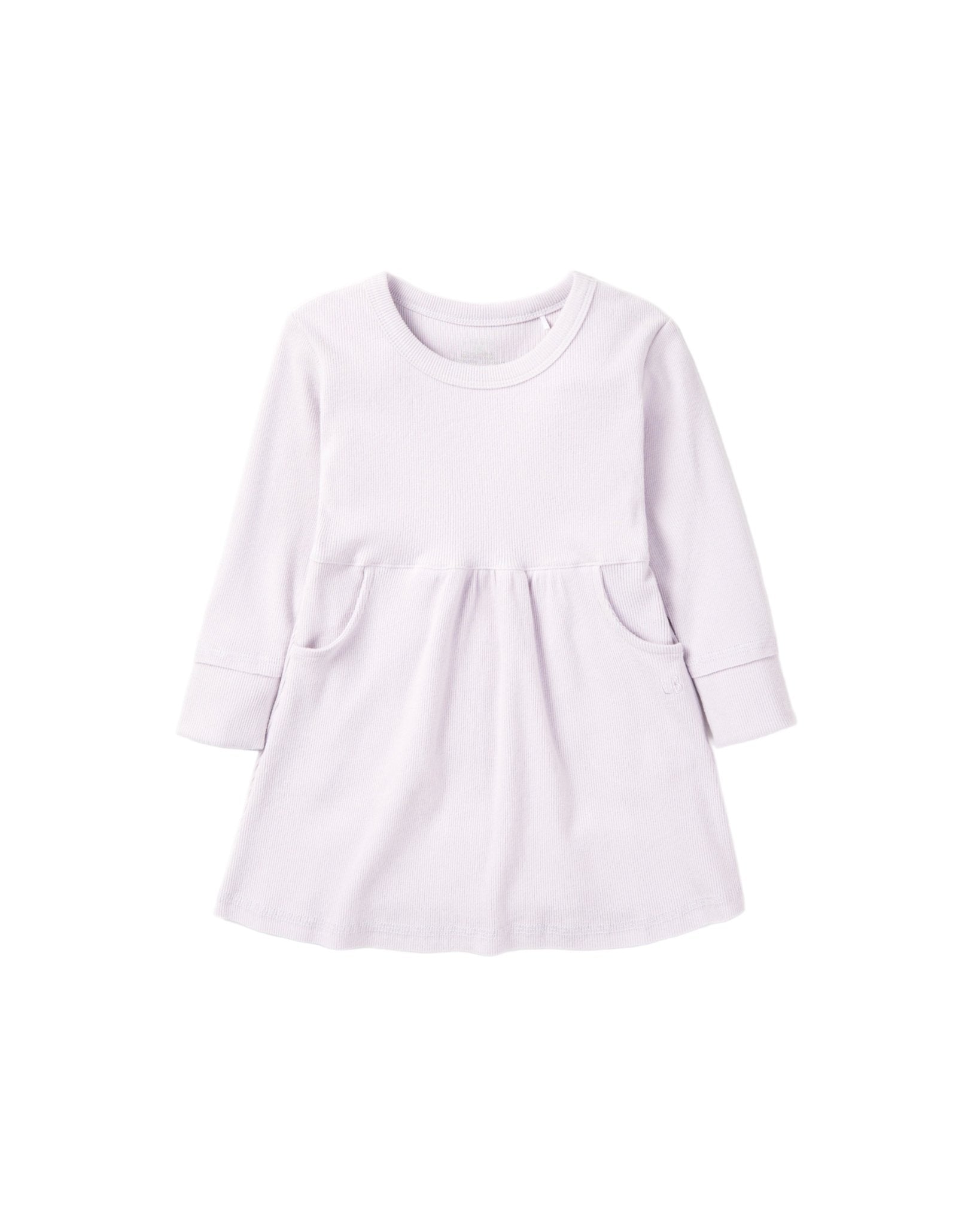 Long Sleeve Ribbed Dress - Lilac - Little Bipsy