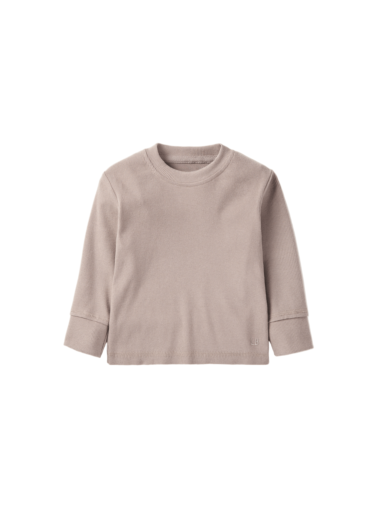 Long Sleeve Ribbed Tee - Mushroom - Little Bipsy