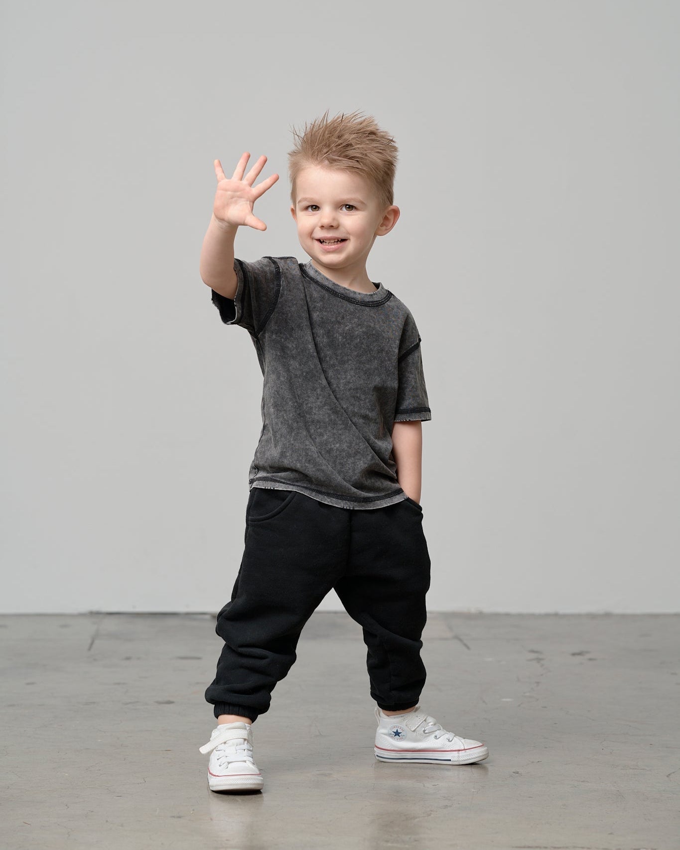 Mineral Wash Tee - Black - Little Bipsy
