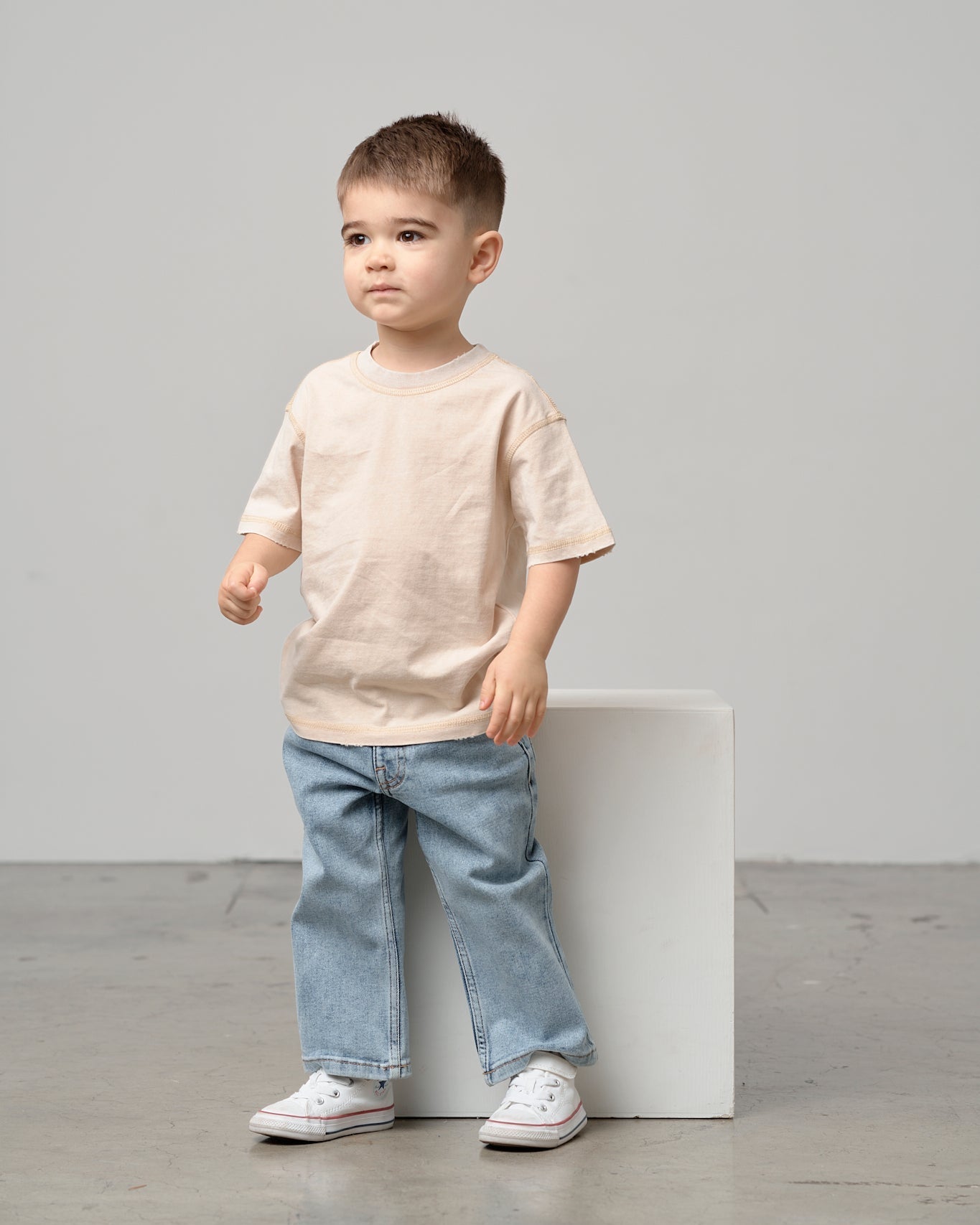 Mineral Wash Tee - Cream - Little Bipsy