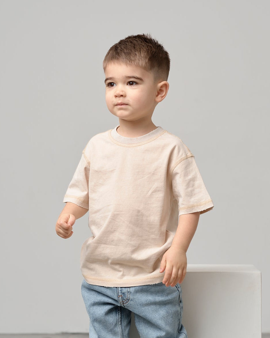 Mineral Wash Tee - Cream - Little Bipsy