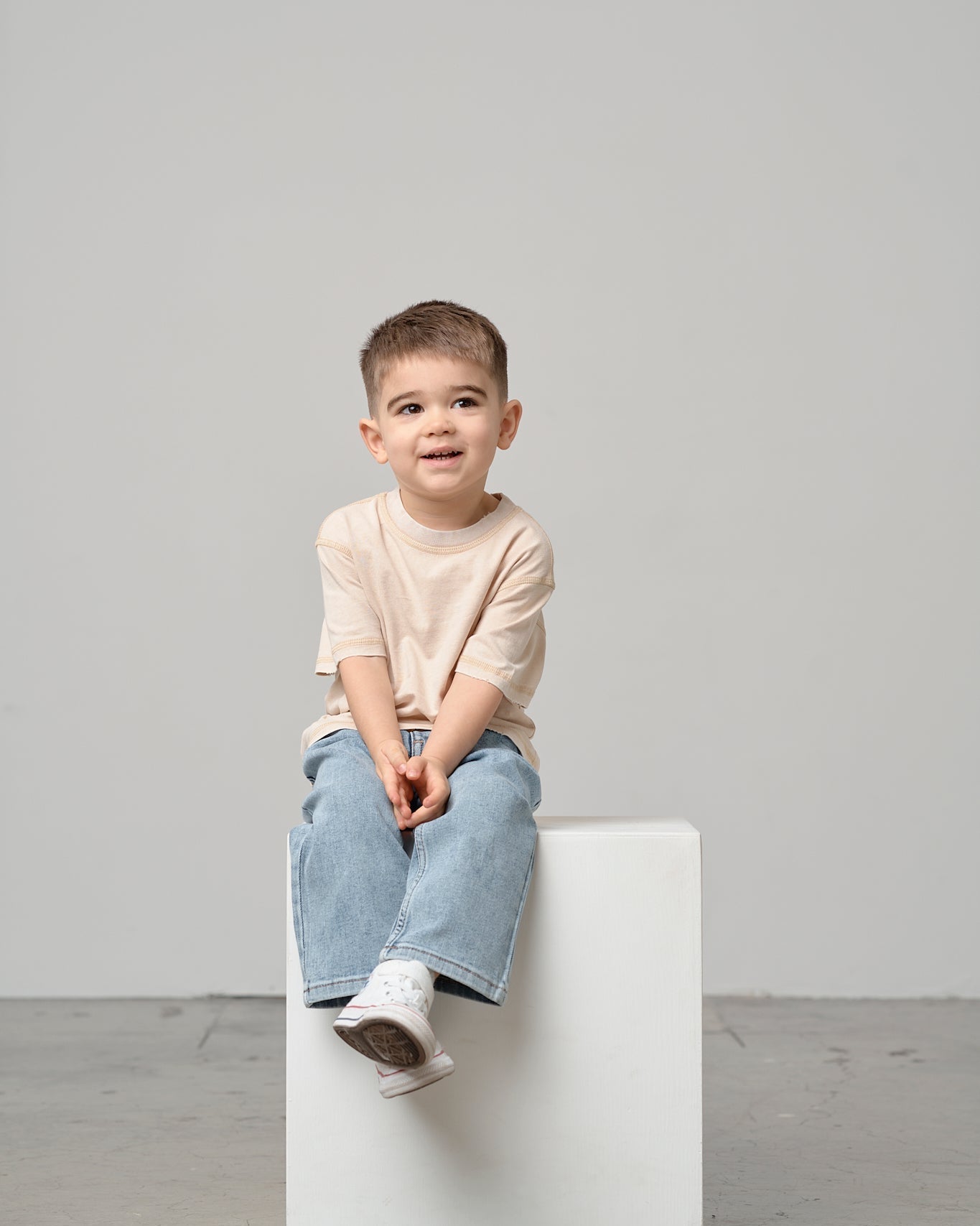 Mineral Wash Tee - Cream - Little Bipsy