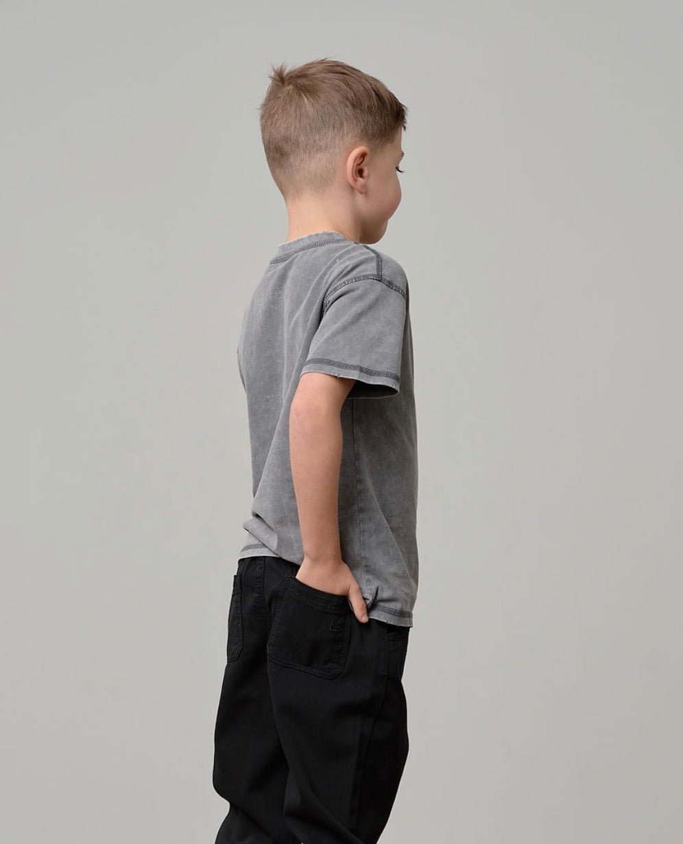 Mineral Wash Tee - Graphite - Little Bipsy